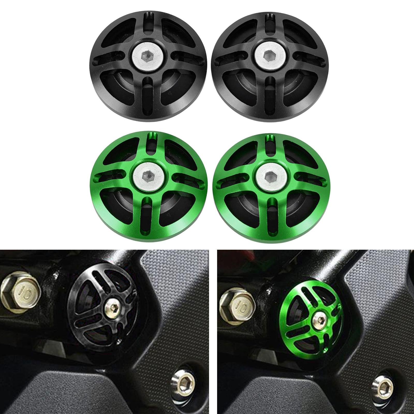 2x Motors Aluminum Alloy Frame Hole Cap Decorative Plug for Ninja400 Black