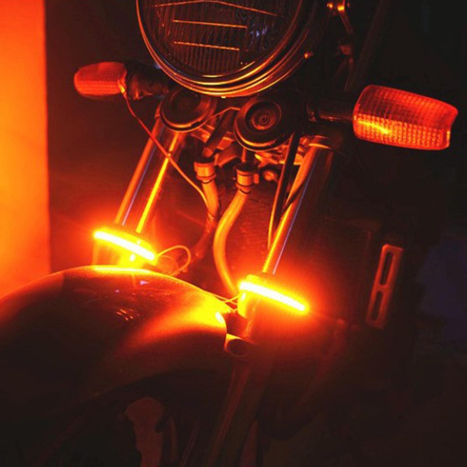 2x LED Motorbike Bikes Flexible Turn Signal Amber Strip Tail Light Universal