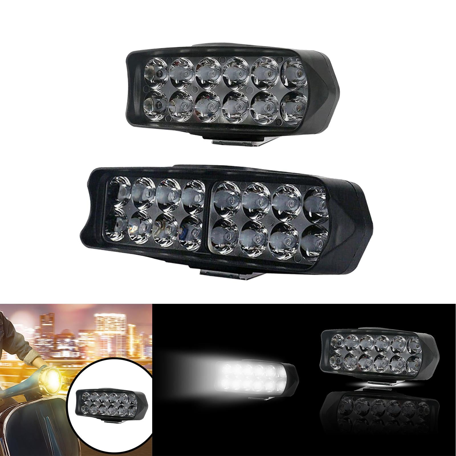 Waterproof Motorcycle Front Light Spot Headlight Super Bright 12 LED 18W