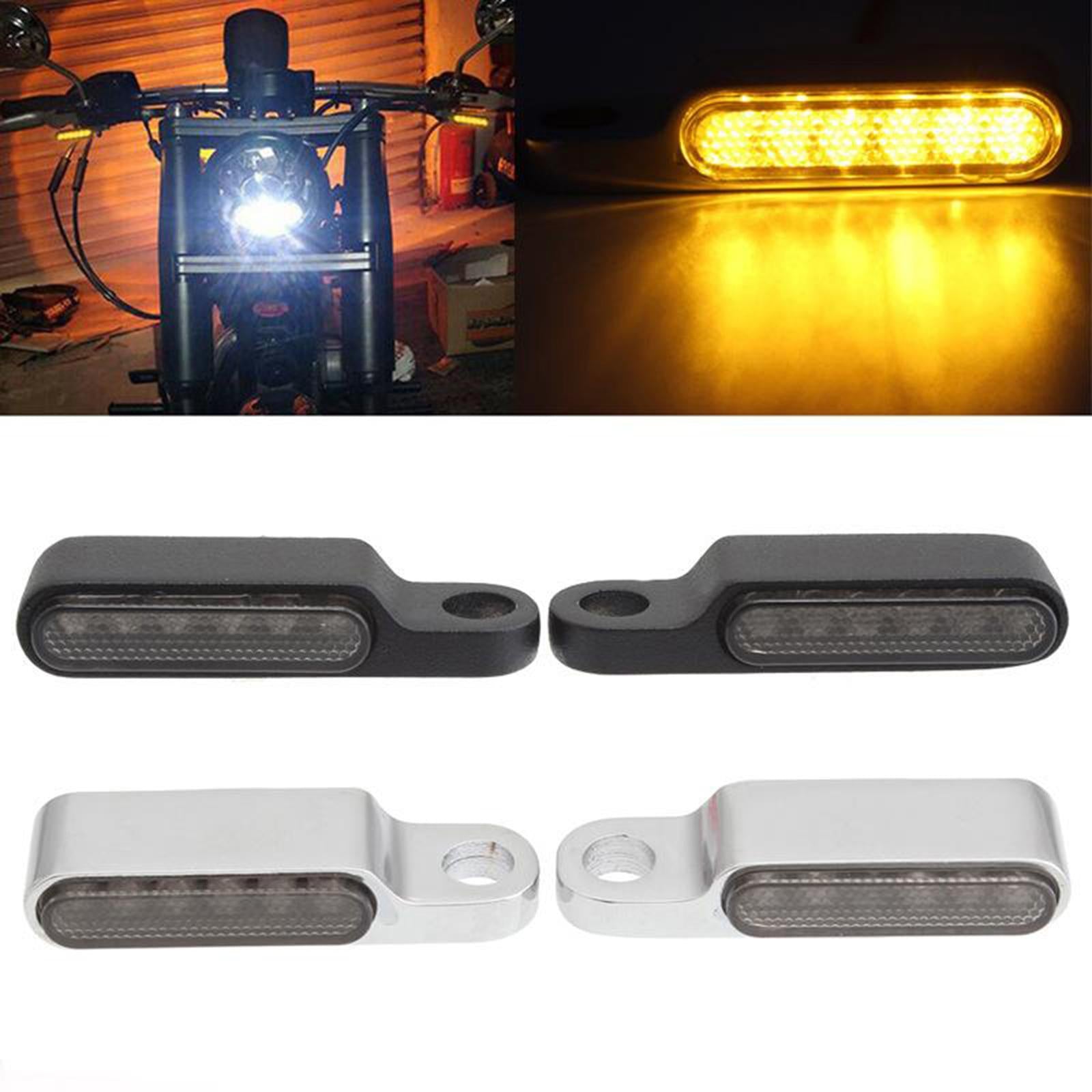 2pcs LED Turn Signal Indicator Blinker DC 12V Amber For Cruiser  silver