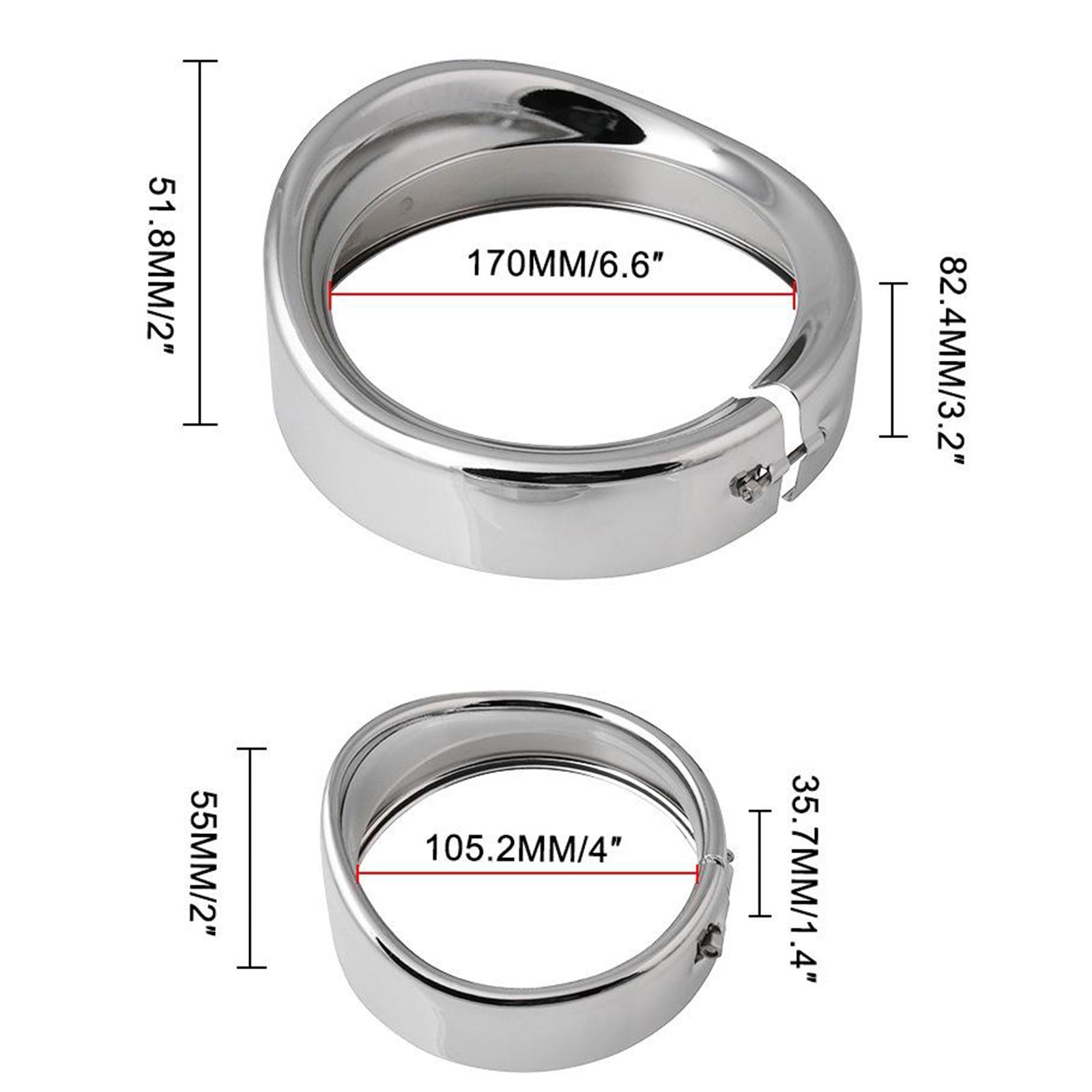 Silver Auxiliary Light Headlight Trim Ring Kit for Harley Easy To Install