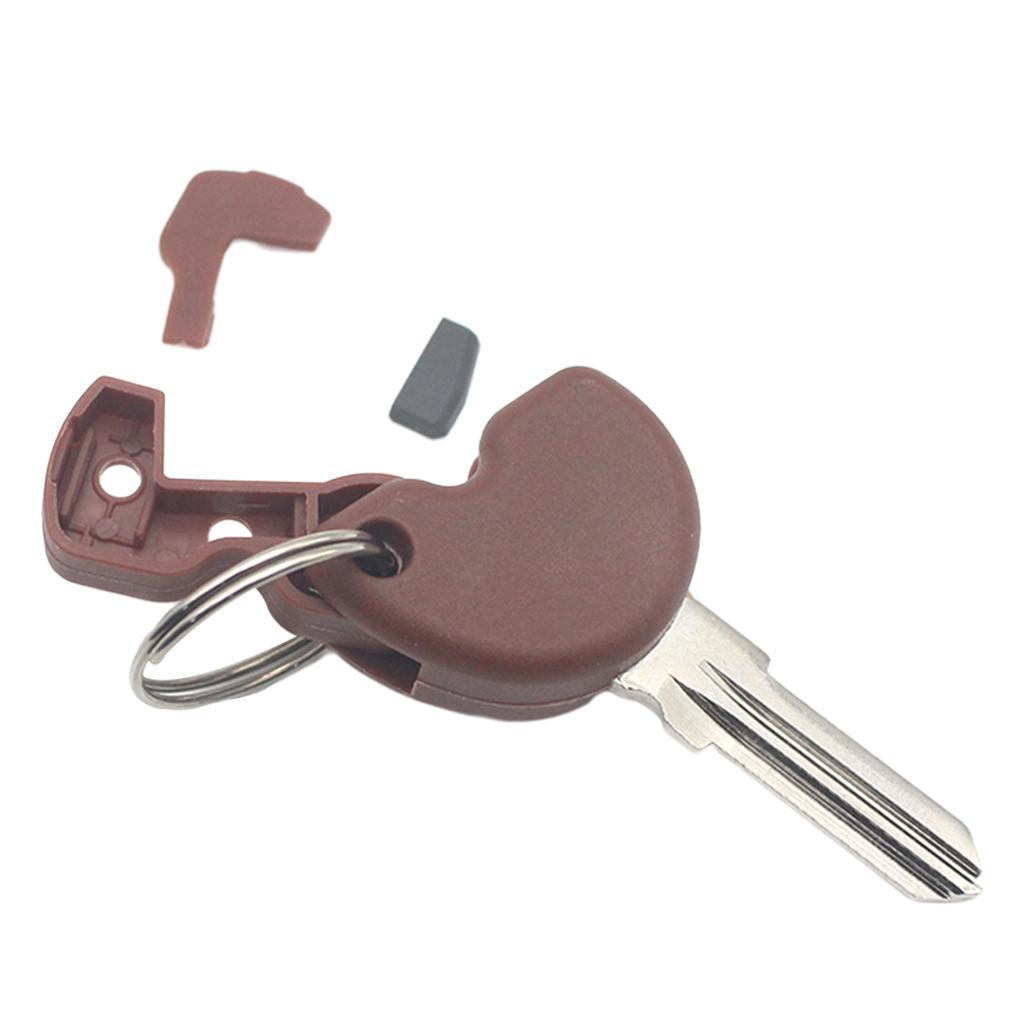 Brown Blank Key + Transponder Chip Replacement Universal For Piaggio New