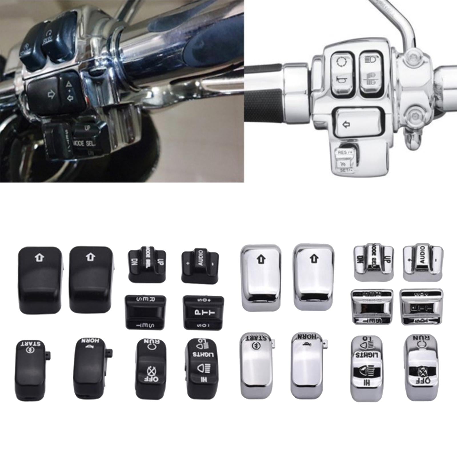 10pcs/set Motorbike Switch Housing Button Cover for Harley Glide 06-12 Black