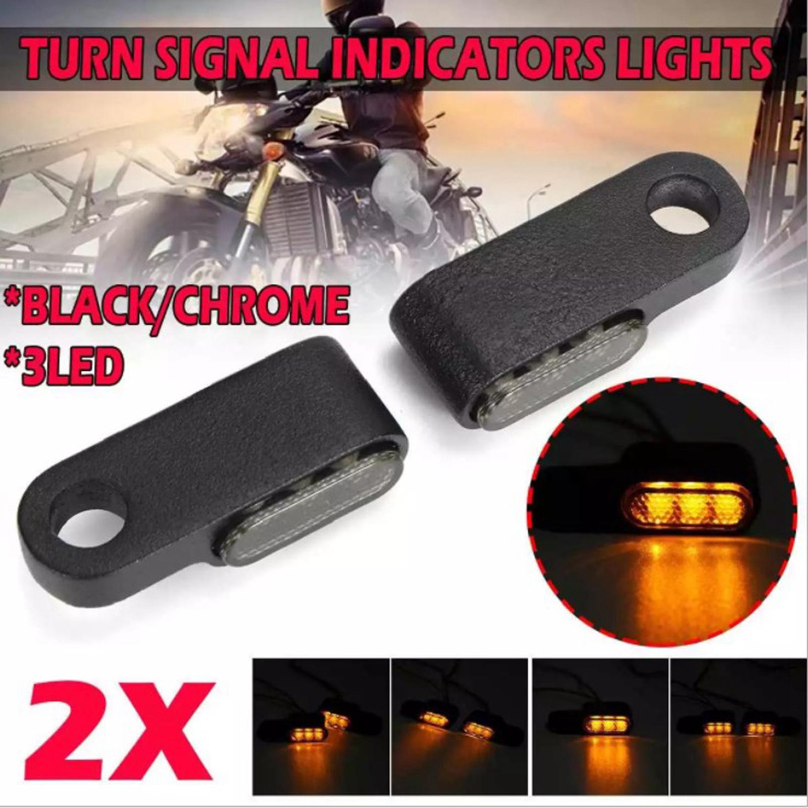 1pair Motorcycle LED Turn Signal Indicator Lights Amber For Cruiser Chorme