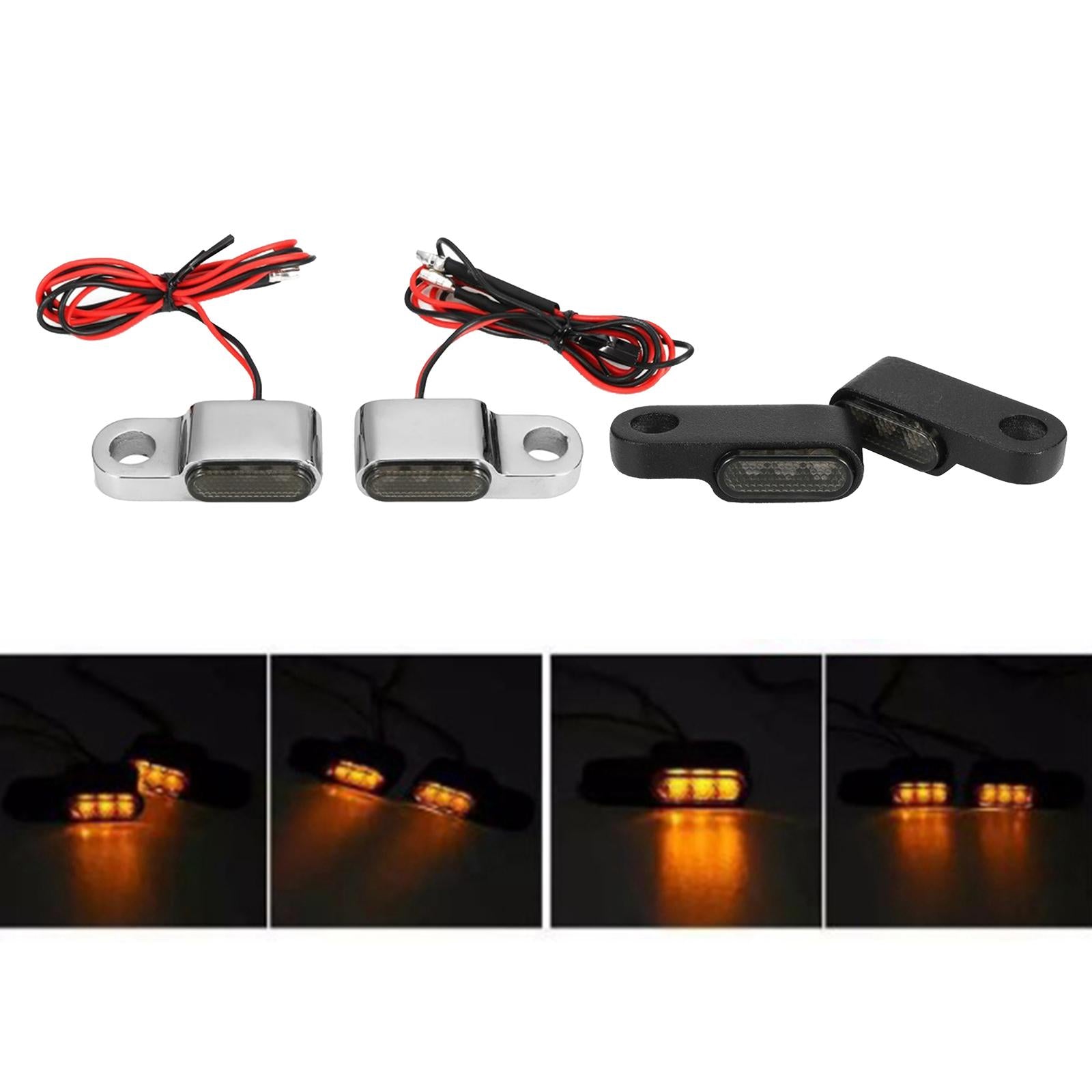 1pair Motorcycle LED Turn Signal Indicator Lights Amber For Cruiser Chorme