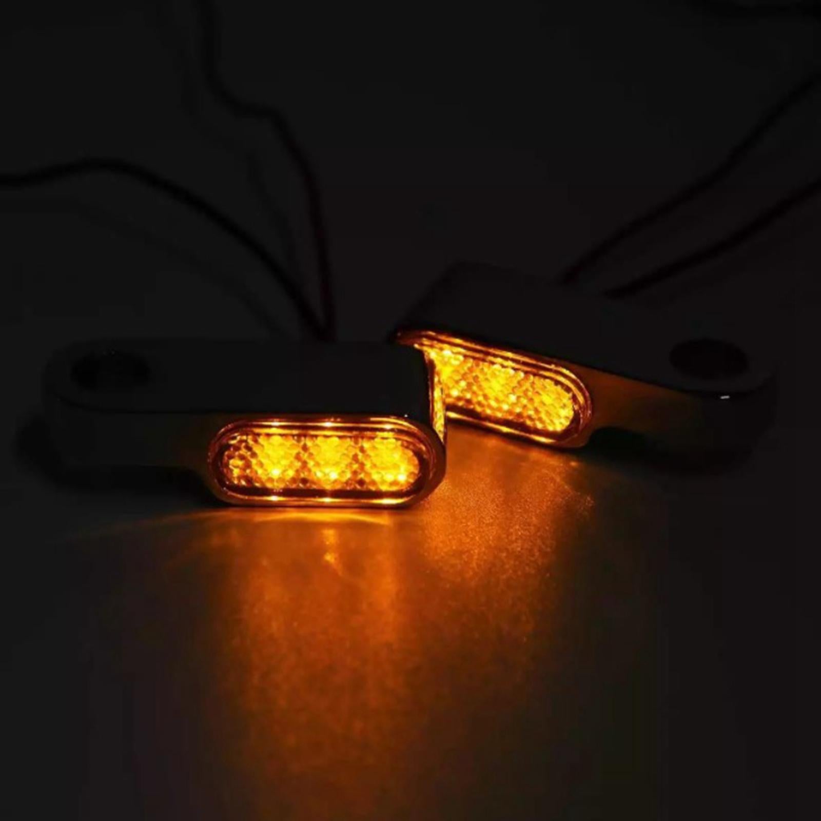 1pair Motorcycle LED Turn Signal Indicator Lights Amber For Cruiser Black