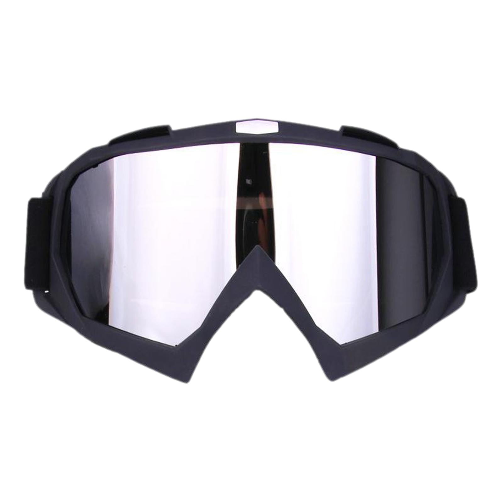 Snow Ski Safety Glasses Goggles Windproof ATV Motorcycle Black Silver