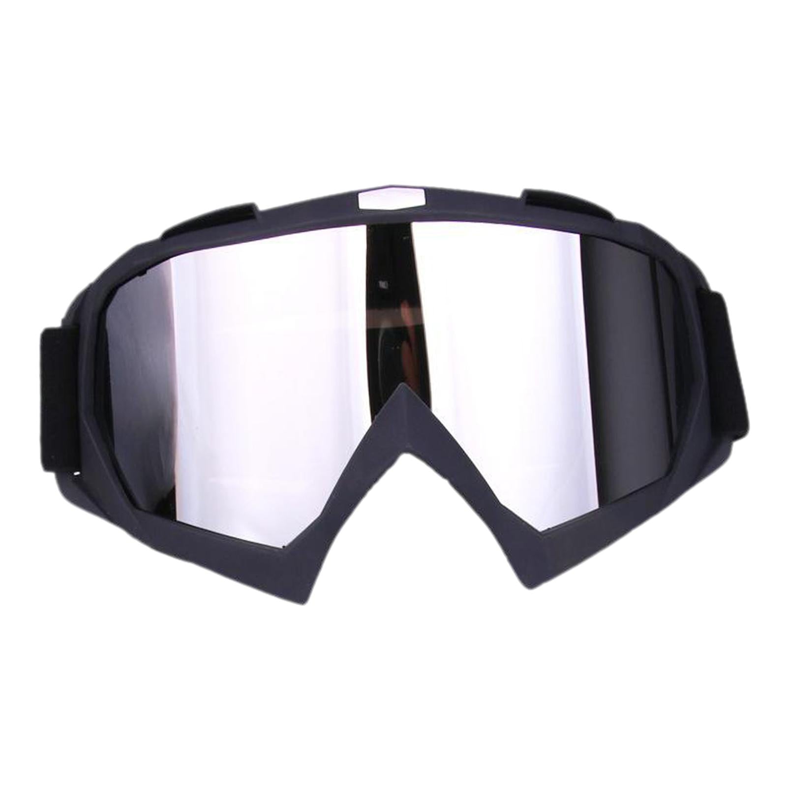 Snow Ski Safety Glasses Goggles Windproof ATV Motorcycle Black Silver