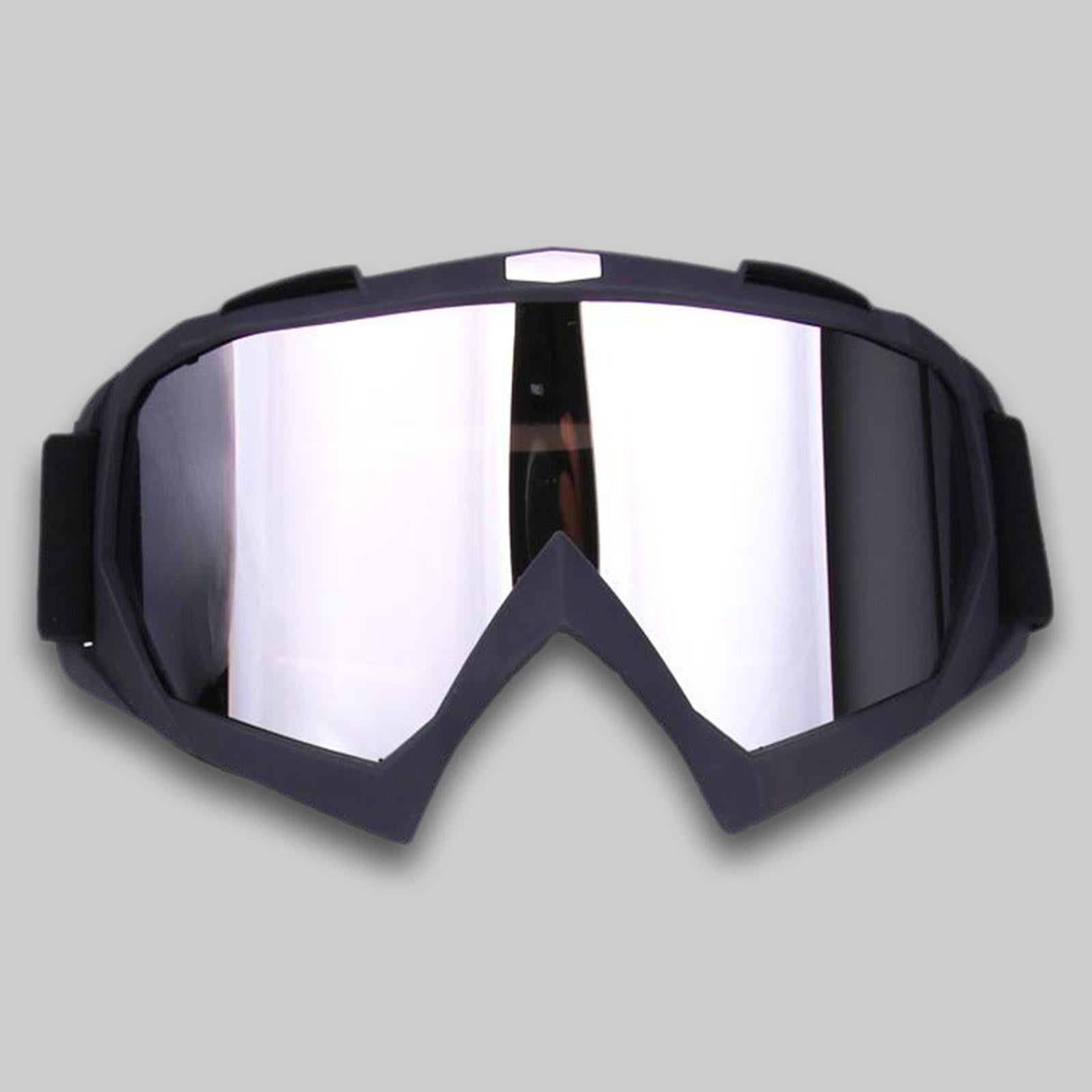 Snow Ski Safety Glasses Goggles Windproof ATV Motorcycle Black Silver