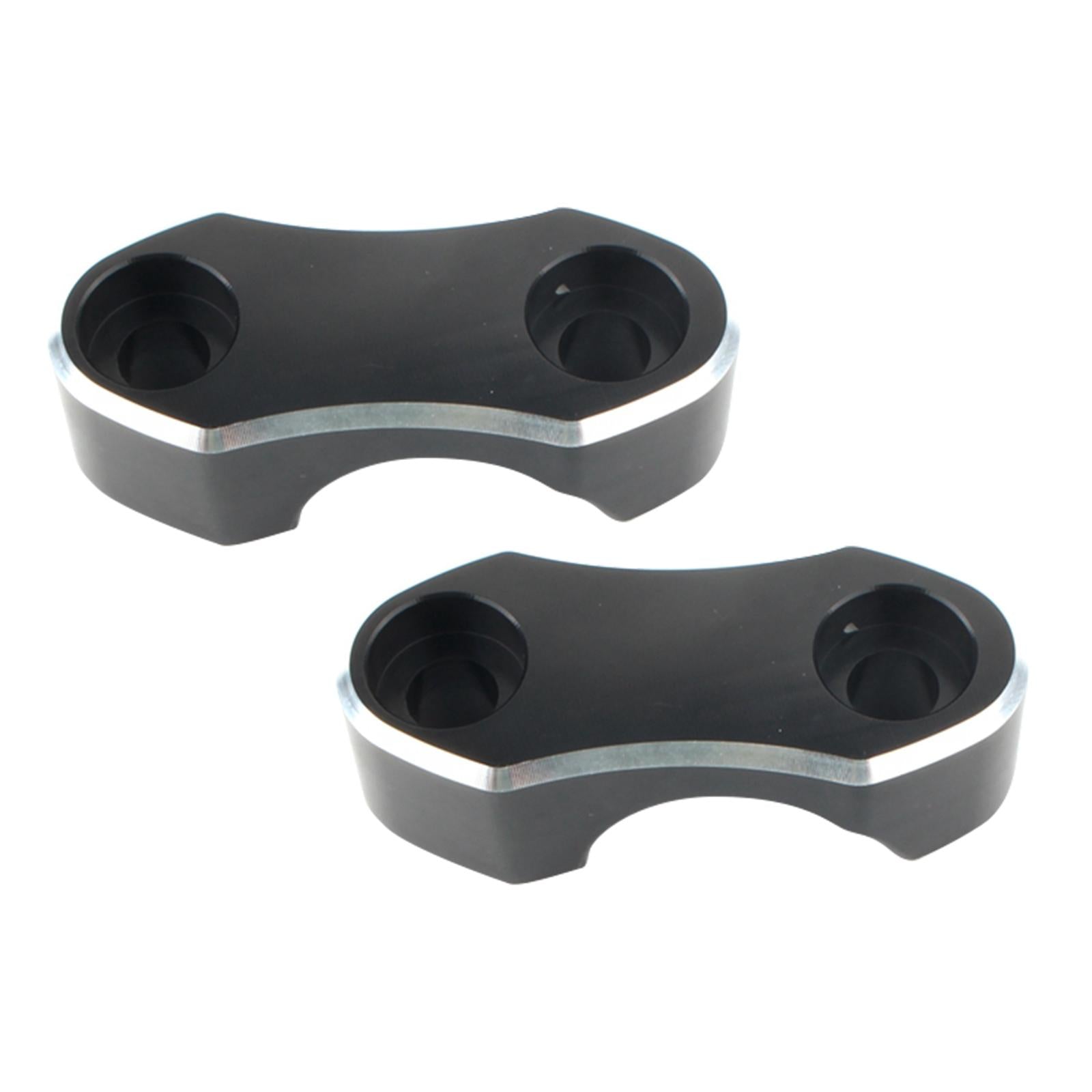 1 Pair Motorcycle Aluminum Alloy Handlebar Riser Mount Top Clamp for Harley Black+Silver