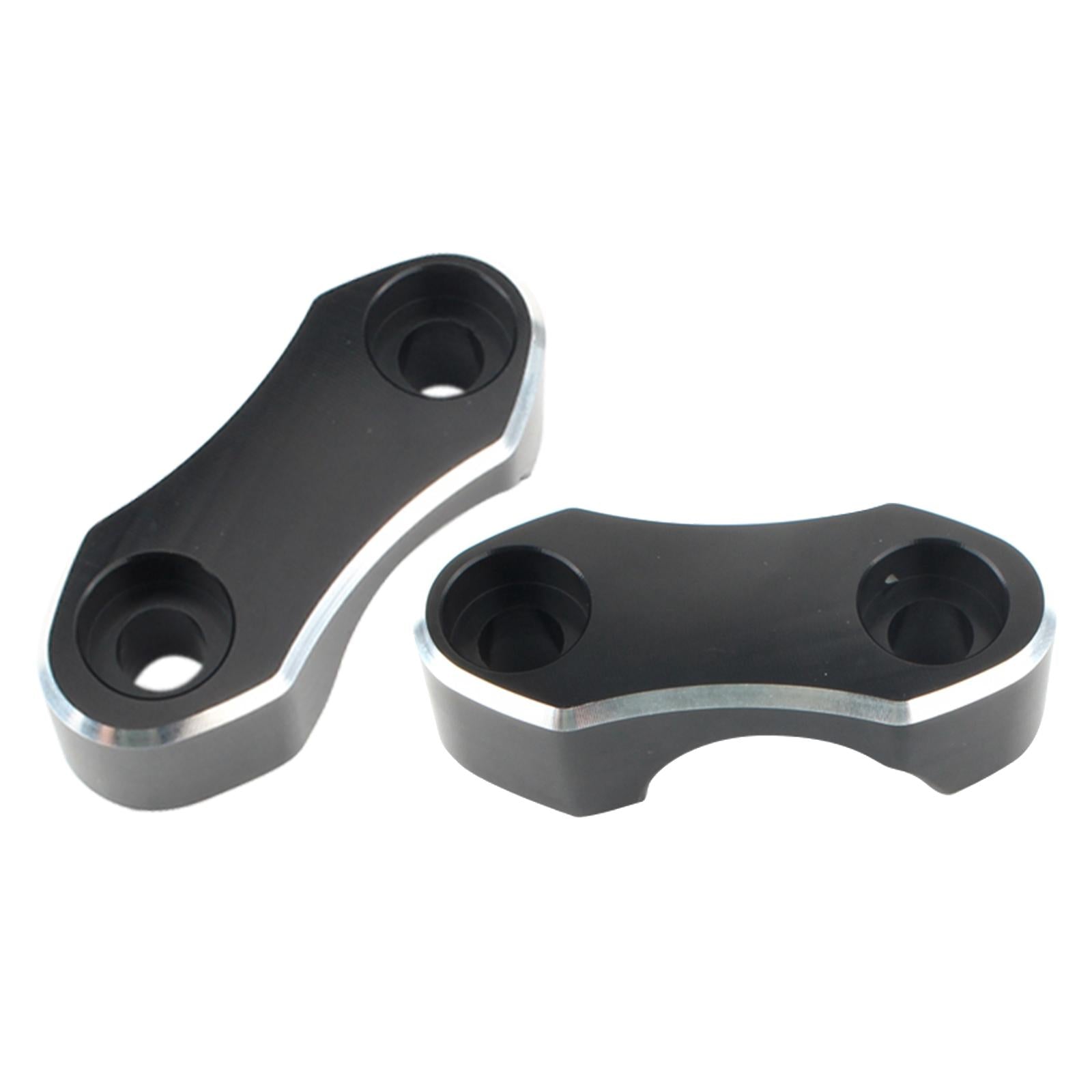 1 Pair Motorcycle Aluminum Alloy Handlebar Riser Mount Top Clamp for Harley Black+Silver