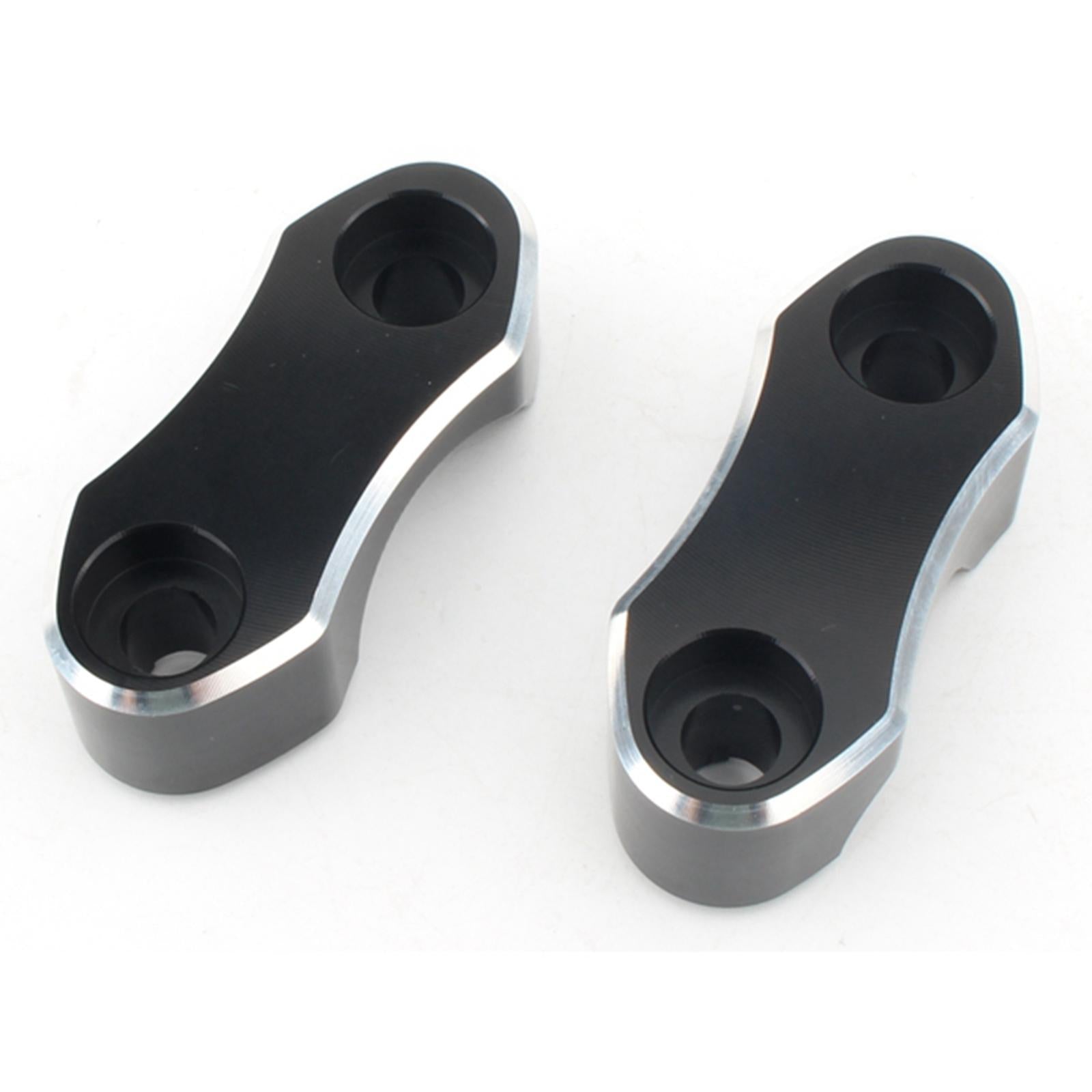 1 Pair Motorcycle Aluminum Alloy Handlebar Riser Mount Top Clamp for Harley Black+Silver