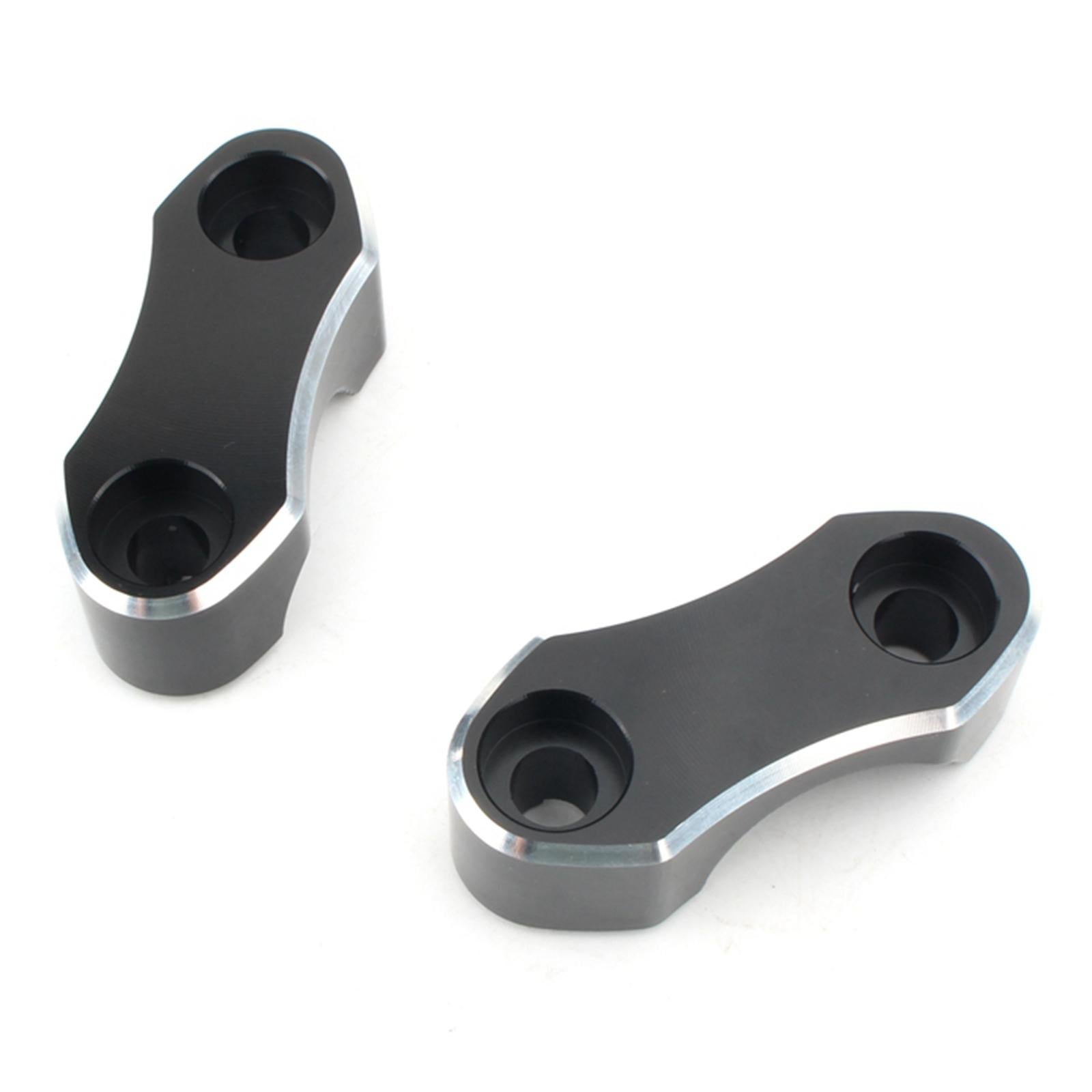 1 Pair Motorcycle Aluminum Alloy Handlebar Riser Mount Top Clamp for Harley Black+Silver