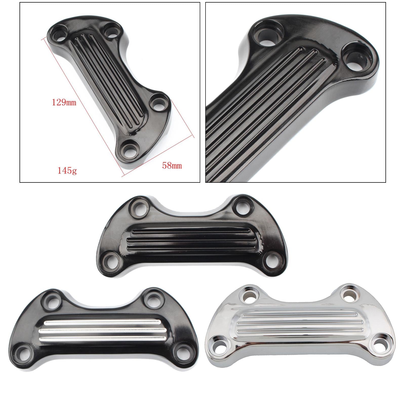 Handlebar Riser Mount Top Clamp Bar Cover for Harley Touring Black