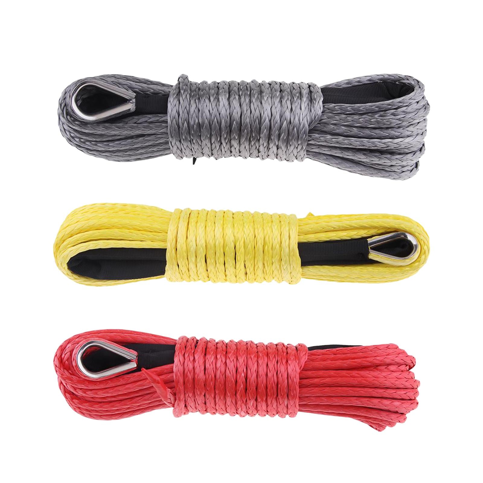 6mm x 15m Synthetic Fiber Winch Line Cable Rope for ATV UTV Boat Repairable Yellow
