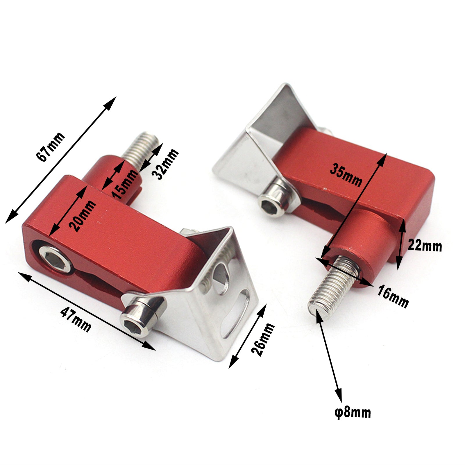 2 Pieces Motorbike Lower Fork Spotlight Holder for BMW G310GS F700GS Red