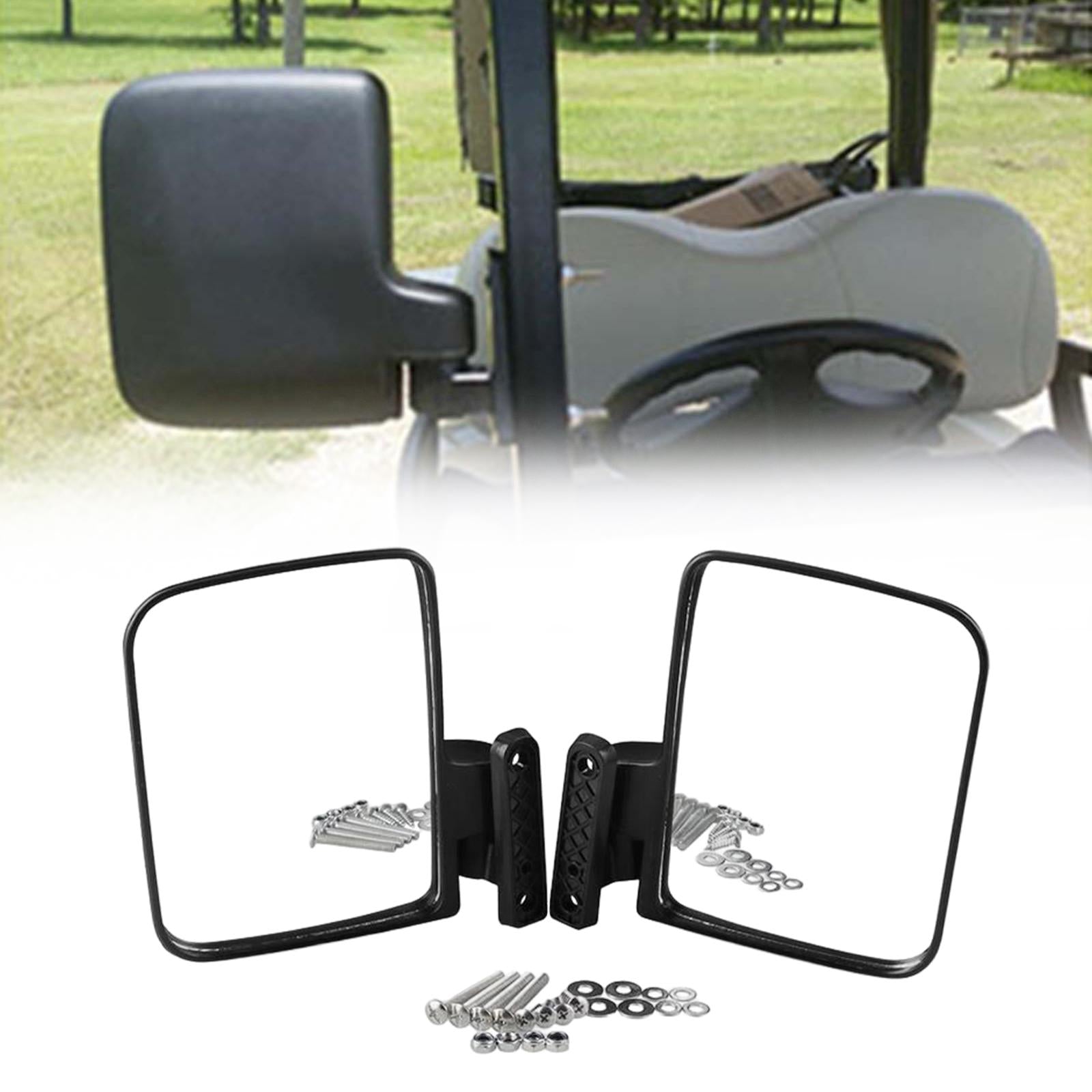 1 Pair Folding Side View Mirrors Clear Vision Replacement for Golf Cart Part