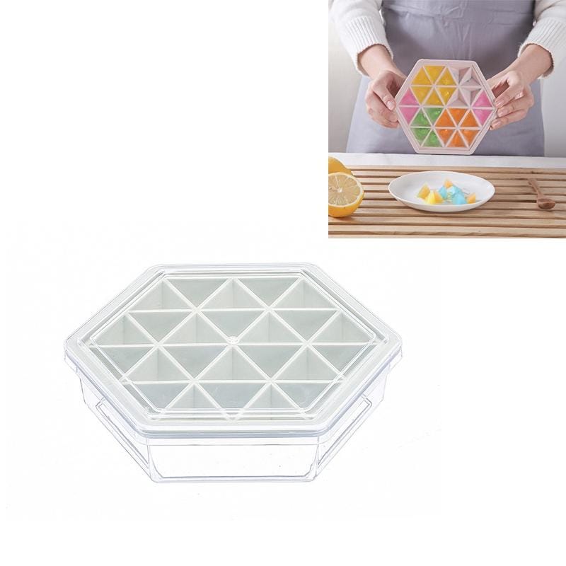 Home Creative DIY Ice Grid Mould Hexagonal Homemade Ice Mold With Tray Ice Cube Ice Cream Ice Box (Green)