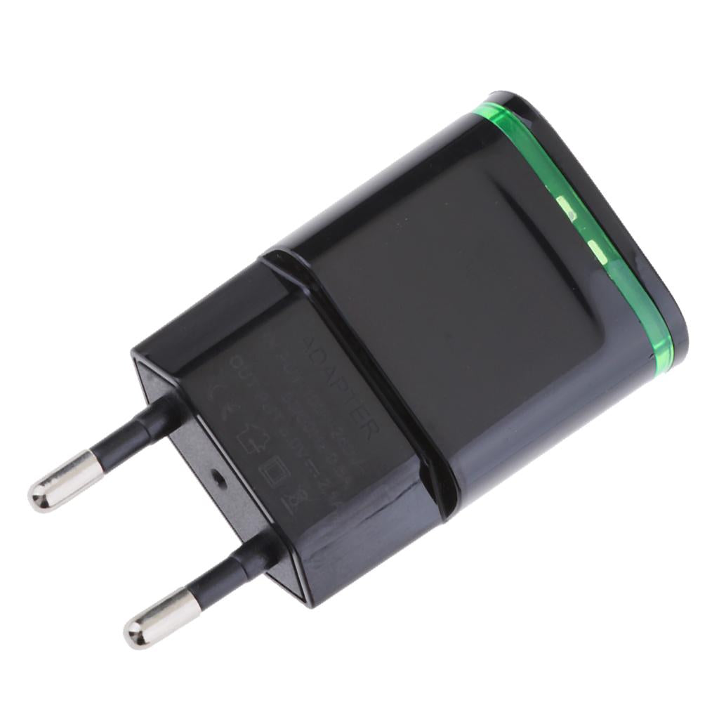 2.1A 2Port USB Travel Home Wall Power Adapter Charger LED Portable EU black