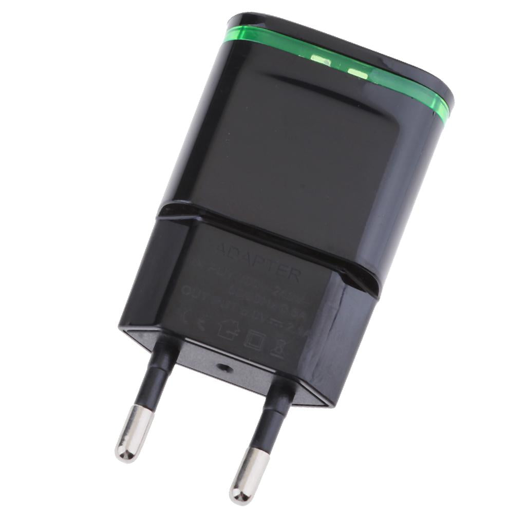 2.1A 2Port USB Travel Home Wall Power Adapter Charger LED Portable EU black