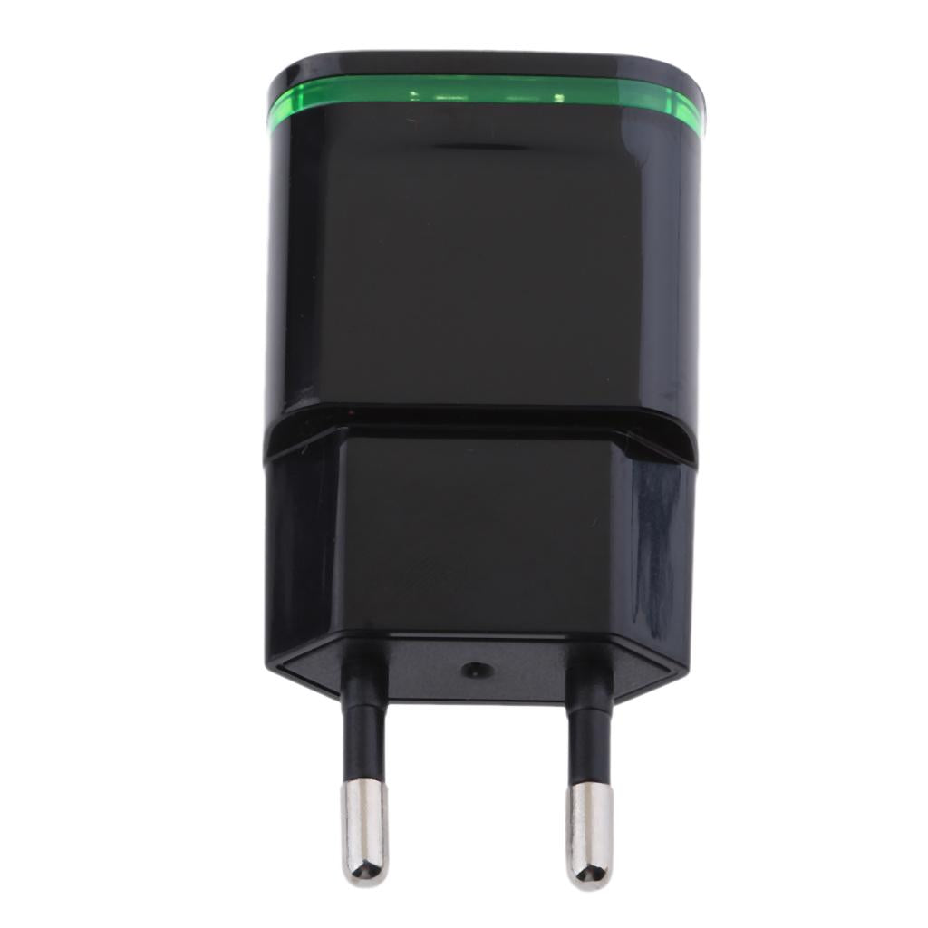2.1A 2Port USB Travel Home Wall Power Adapter Charger LED Portable EU black