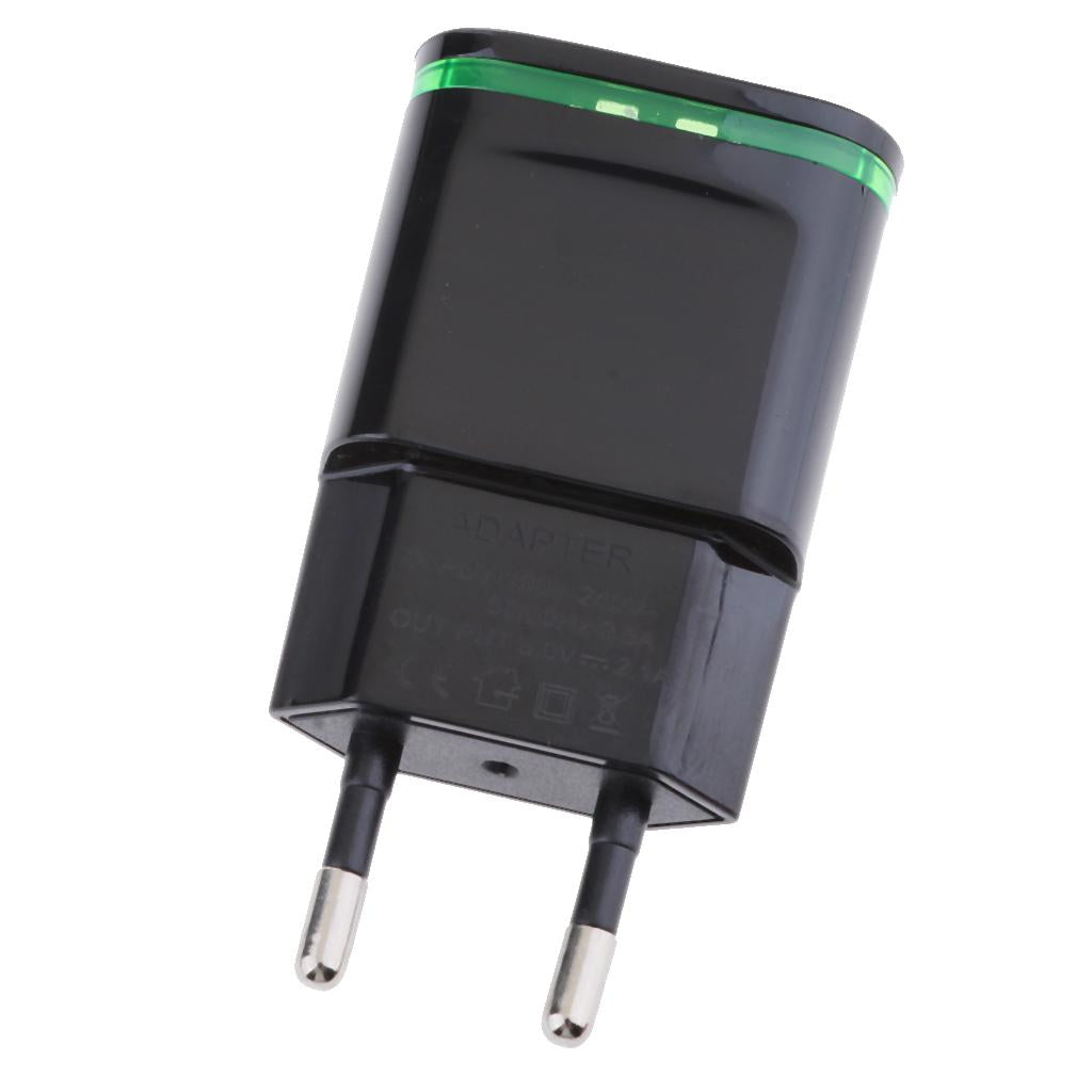 2.1A 2Port USB Travel Home Wall Power Adapter Charger LED Portable EU black