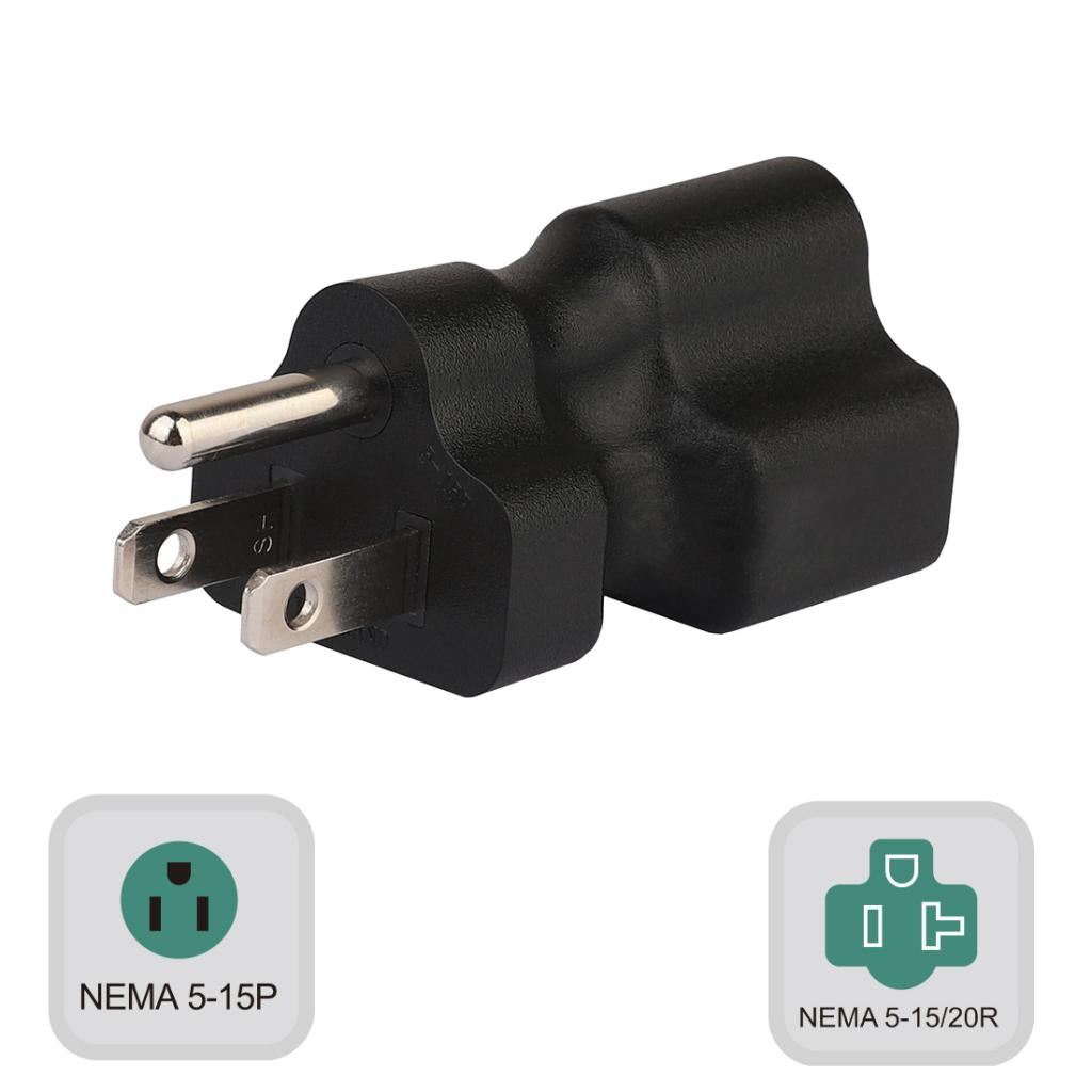 15A to 20A Plug Converter Nema 5-15P to 5-15R/5-20R 20A Comb AC Adapter