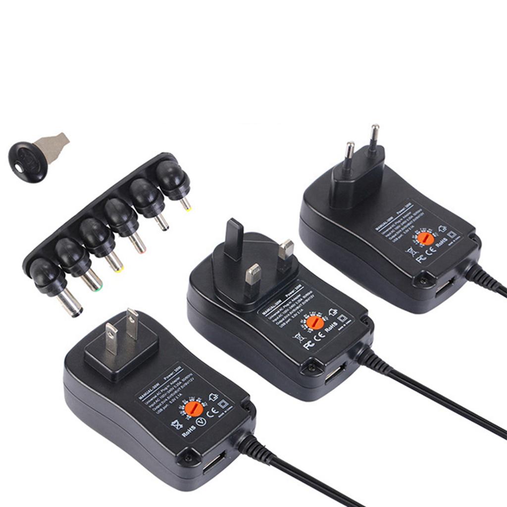 2.1A 30W 3V 4.5V 5V 6V 7.5V 9V 12V AC DC Charger USB Port Power Adapter
