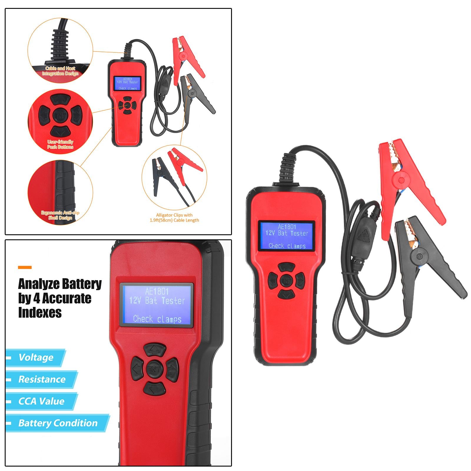 Car Battery Tester Battery Analyzer 12V for Light Truck Cars Heavy Duty