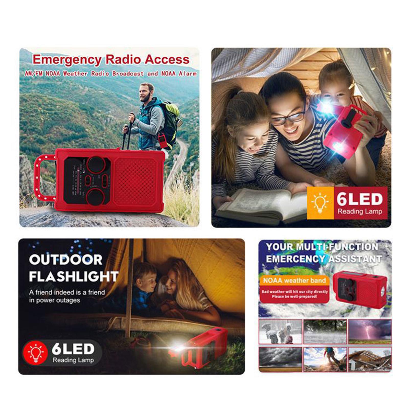 Emergency Weather Radio Solar Hand Crank AM FM NOAA Radios 5000mAh Charger