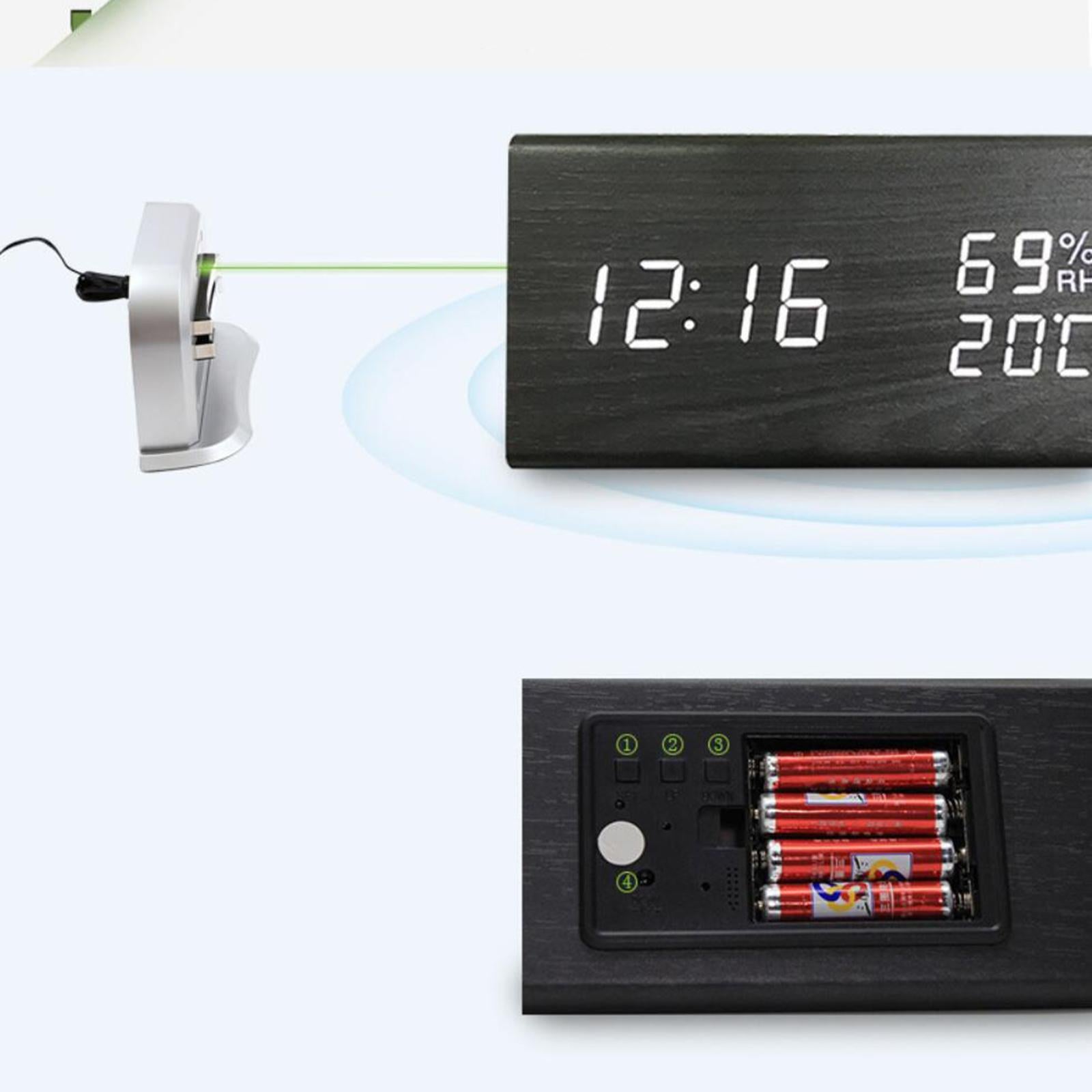 Wooden Time Display Digital Alarm Clock Dimmer Home Office Table Clocks