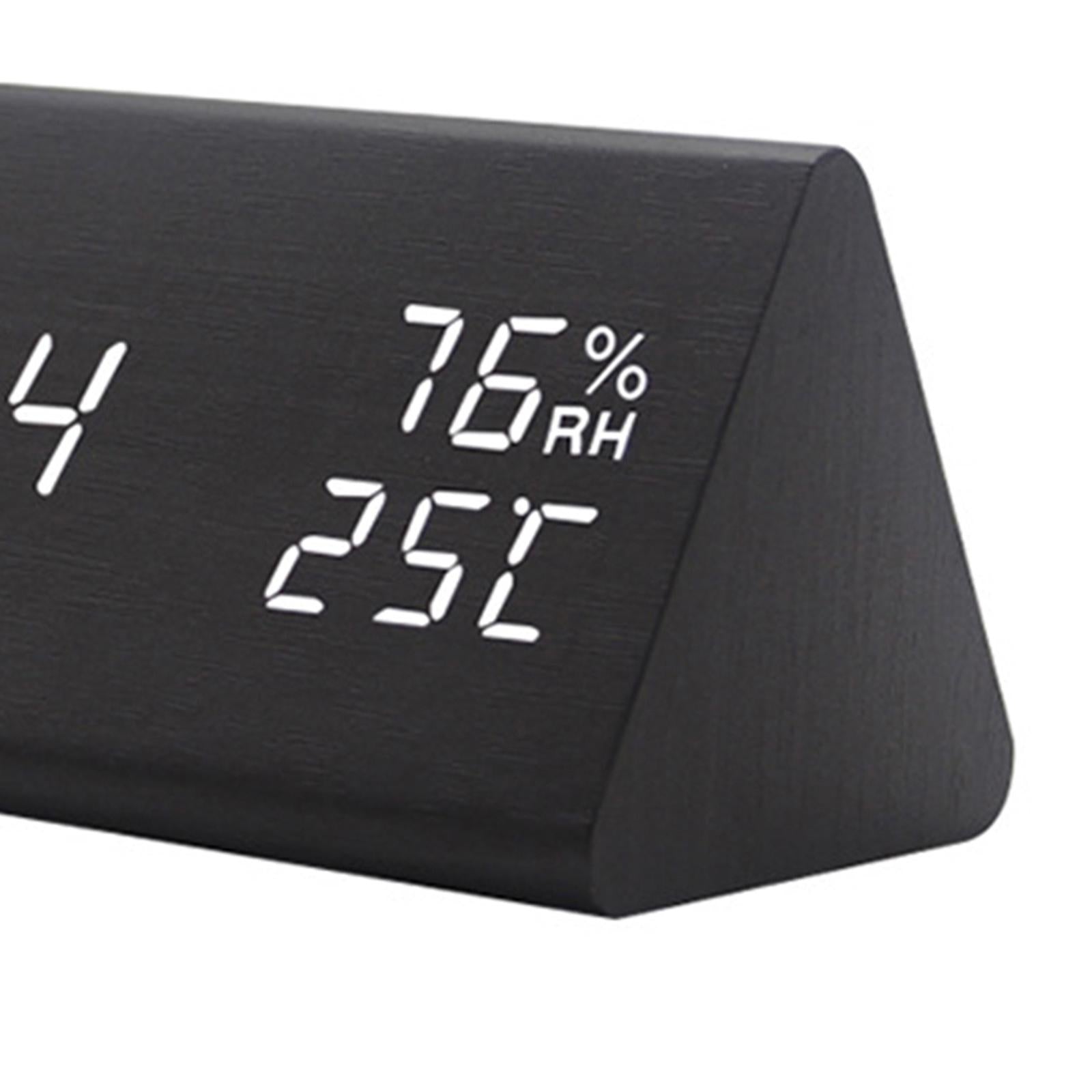 Wooden Time Display Digital Alarm Clock Dimmer Home Office Table Clocks