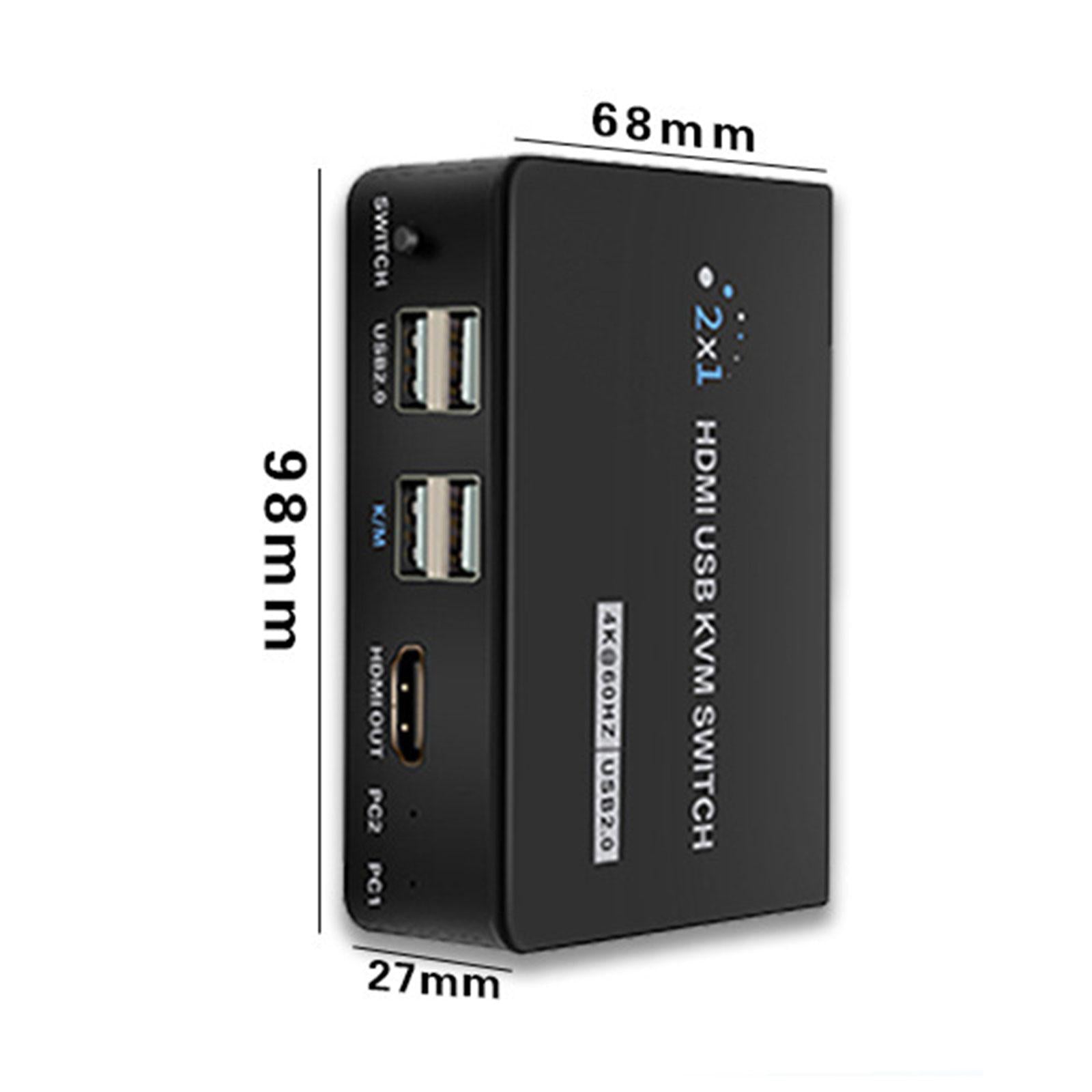 USB 2.0 KVM Switch 2 Port with USB Cable for Mouse Keyboard Monitor Sharing