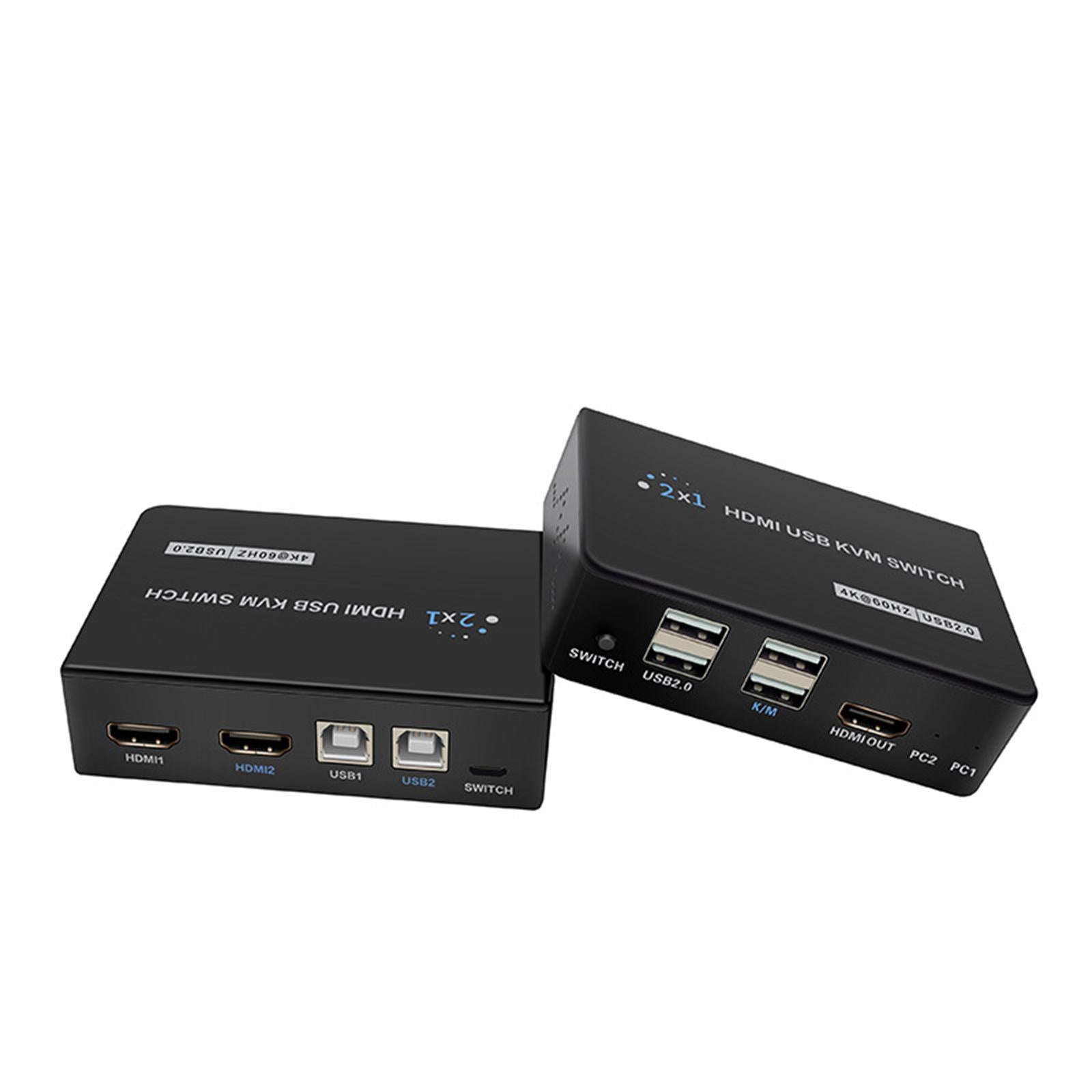 USB 2.0 KVM Switch 2 Port with USB Cable for Mouse Keyboard Monitor Sharing