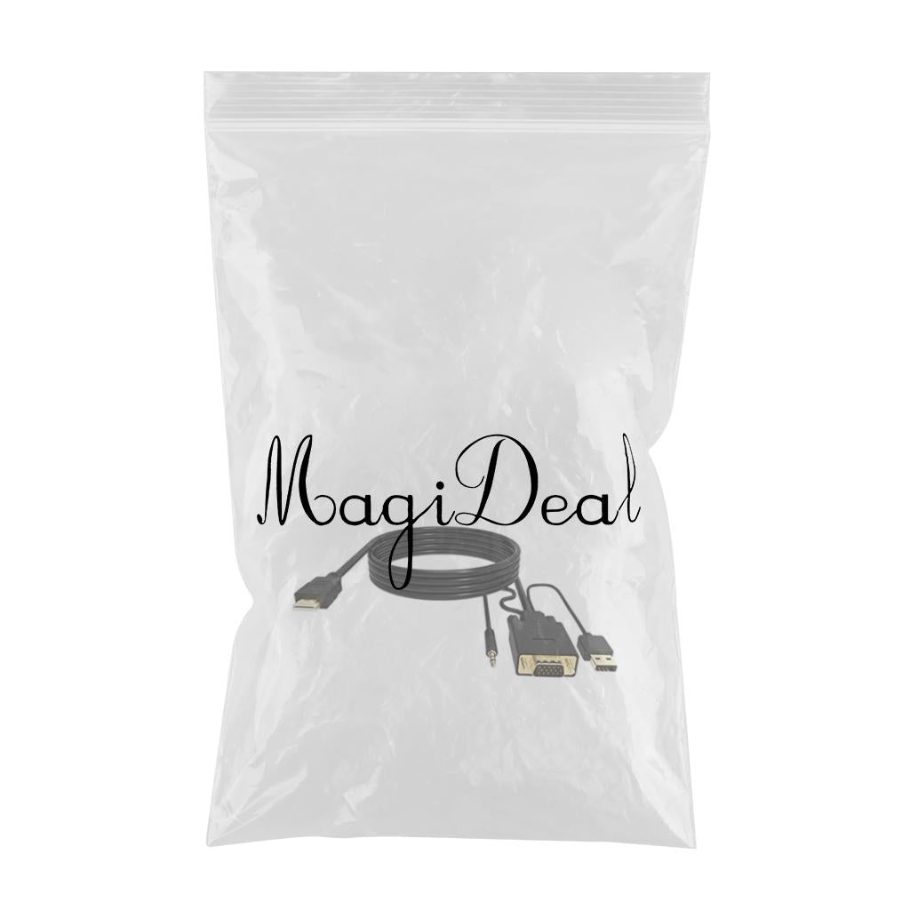 HDMI to VGA Adapter, Video Converter for PC Monitor HDTV Audio+Power 6Ft