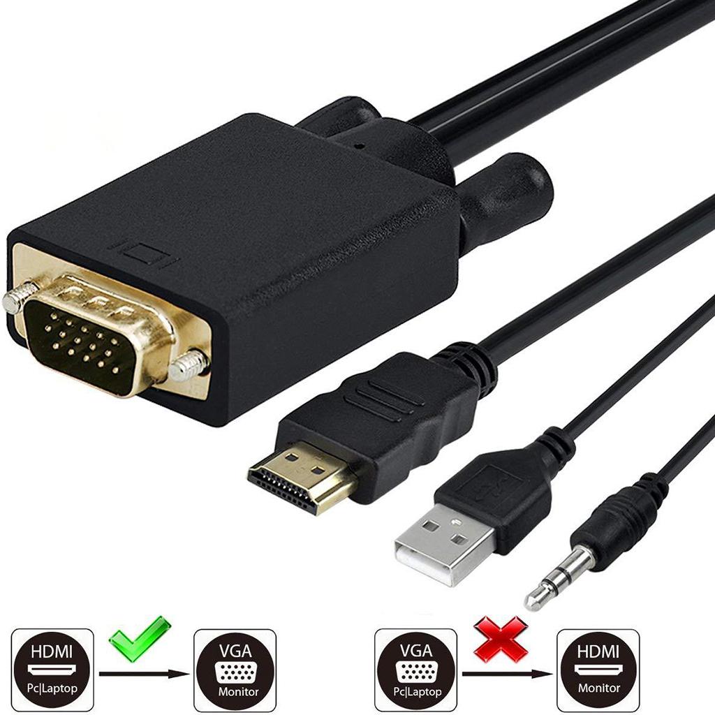 HDMI to VGA Adapter, Video Converter for PC Monitor HDTV Audio+Power 10Ft