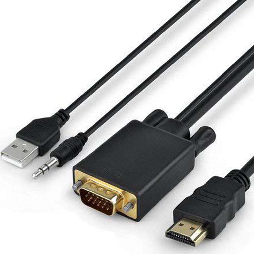 HDMI to VGA Adapter, Video Converter for PC Monitor HDTV Audio+Power 10Ft
