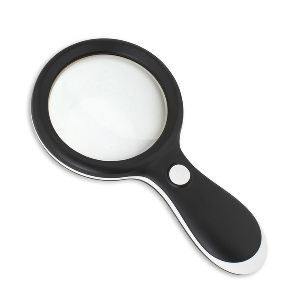 Small Handheld Magnifier with 18 LED Light for Seniors Children Books  Black