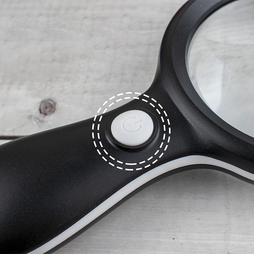 Small Handheld Magnifier with 18 LED Light for Seniors Children Books  Black