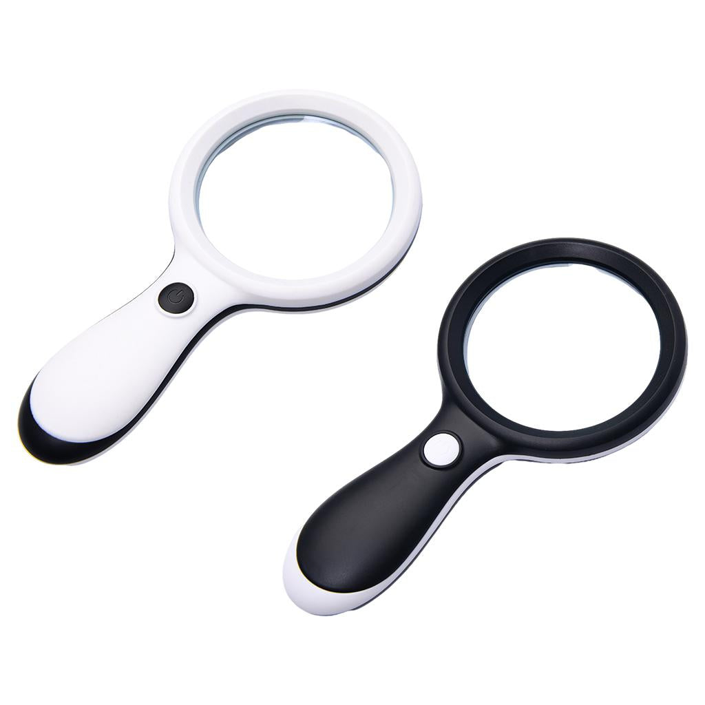 Small Handheld Magnifier with 18 LED Light for Seniors Children Books  Black