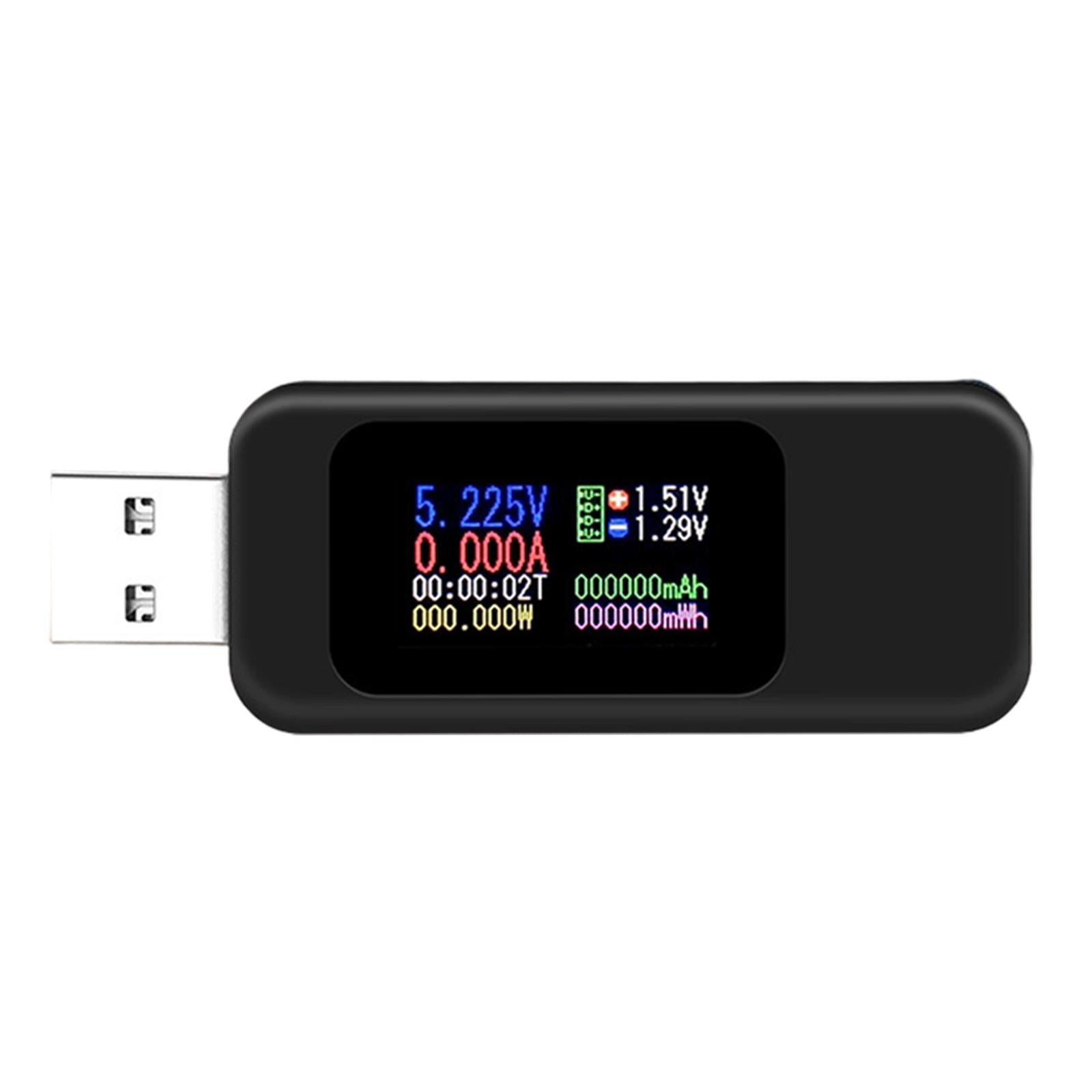 Power Meter USB Tester USB Current Meter Cut-off Power Indicator Black