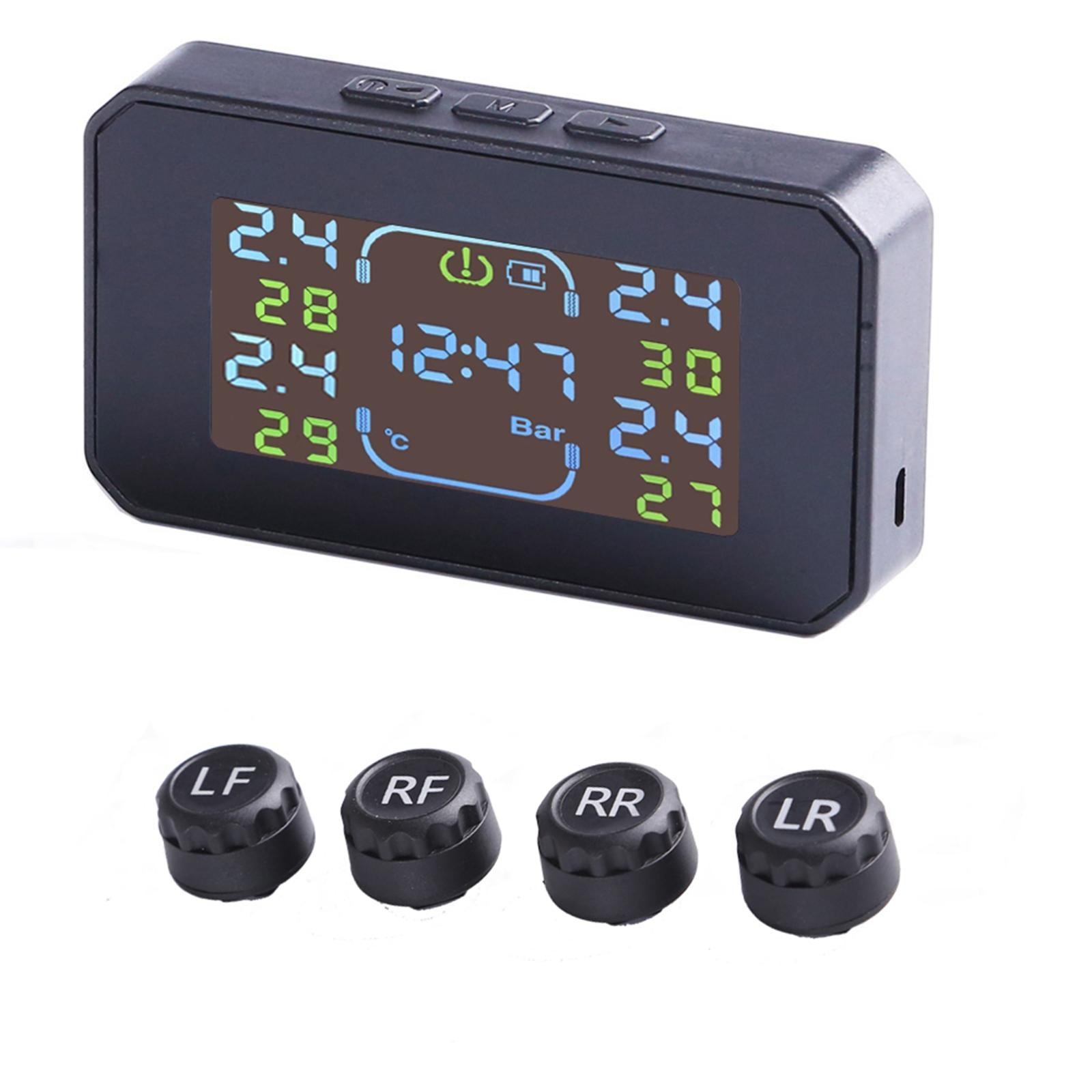 Wireless Solar/USB Tire Pressure Monitoring System + 4 External Sensor Set