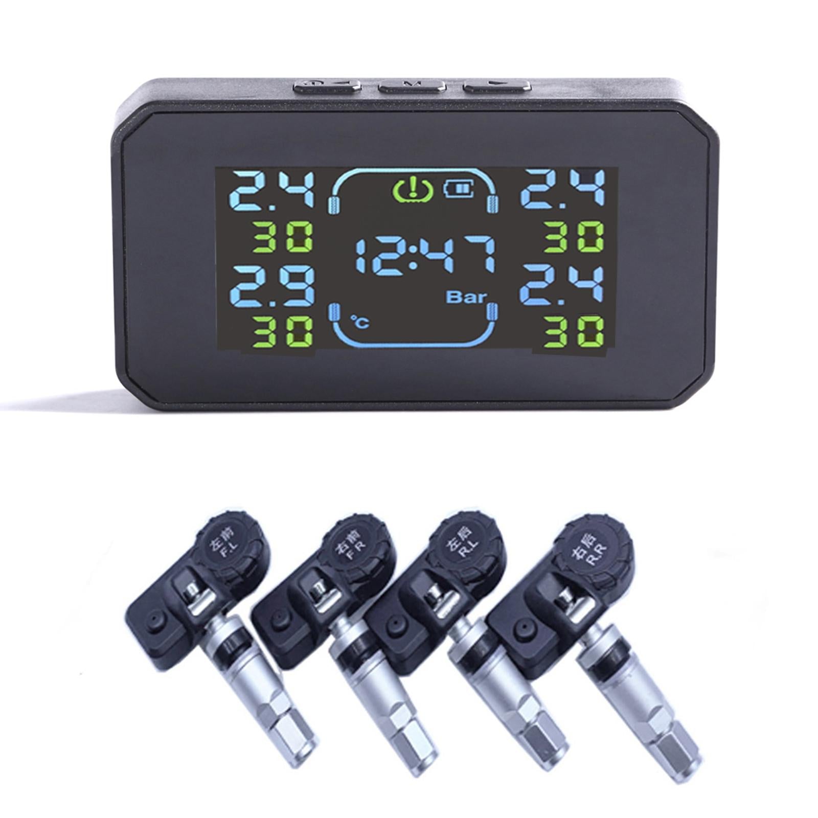 Wireless Solar/USB Tire Pressure Monitoring System + 4 External Sensor Set