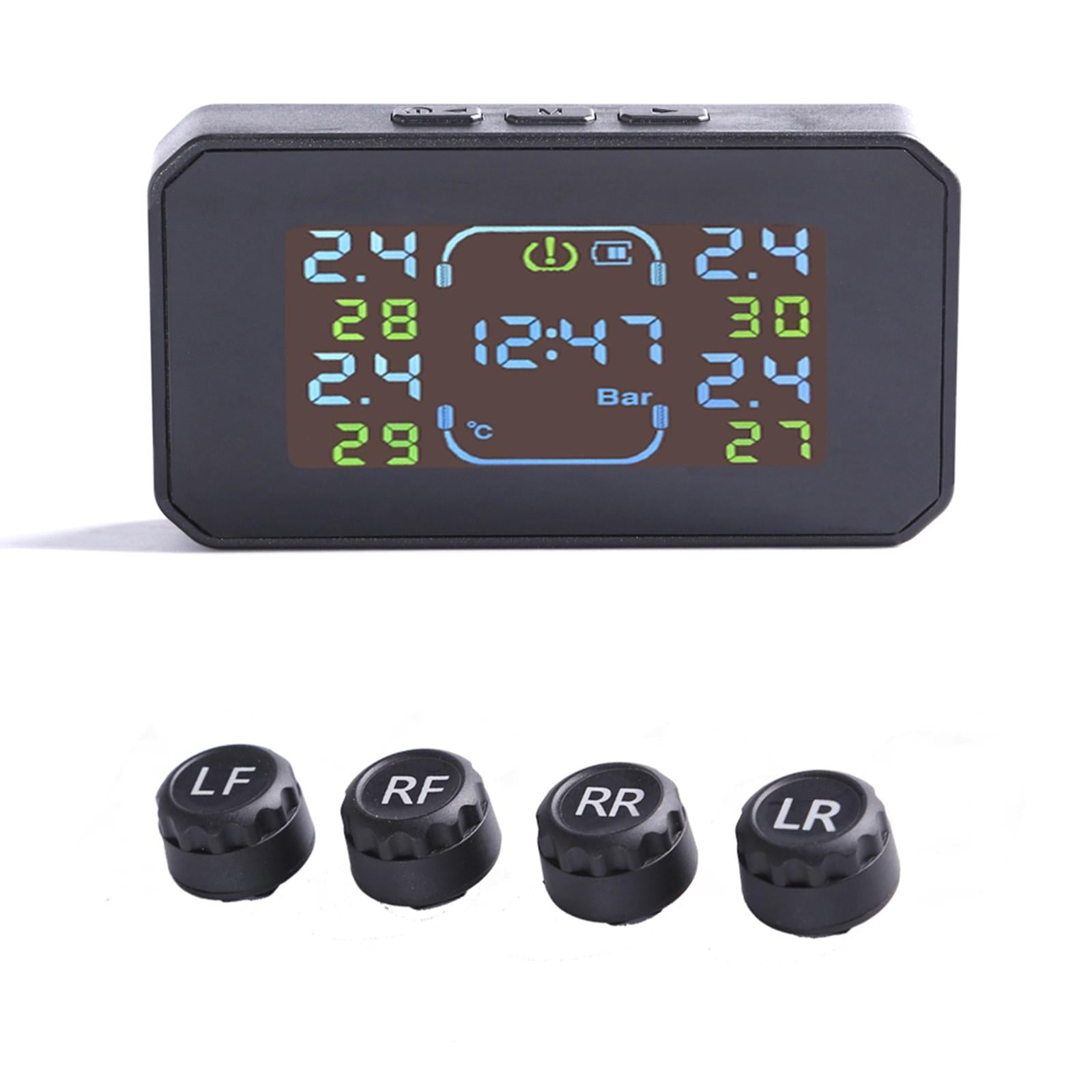 Wireless Solar/USB Tire Pressure Monitoring System + 4 External Sensor Set