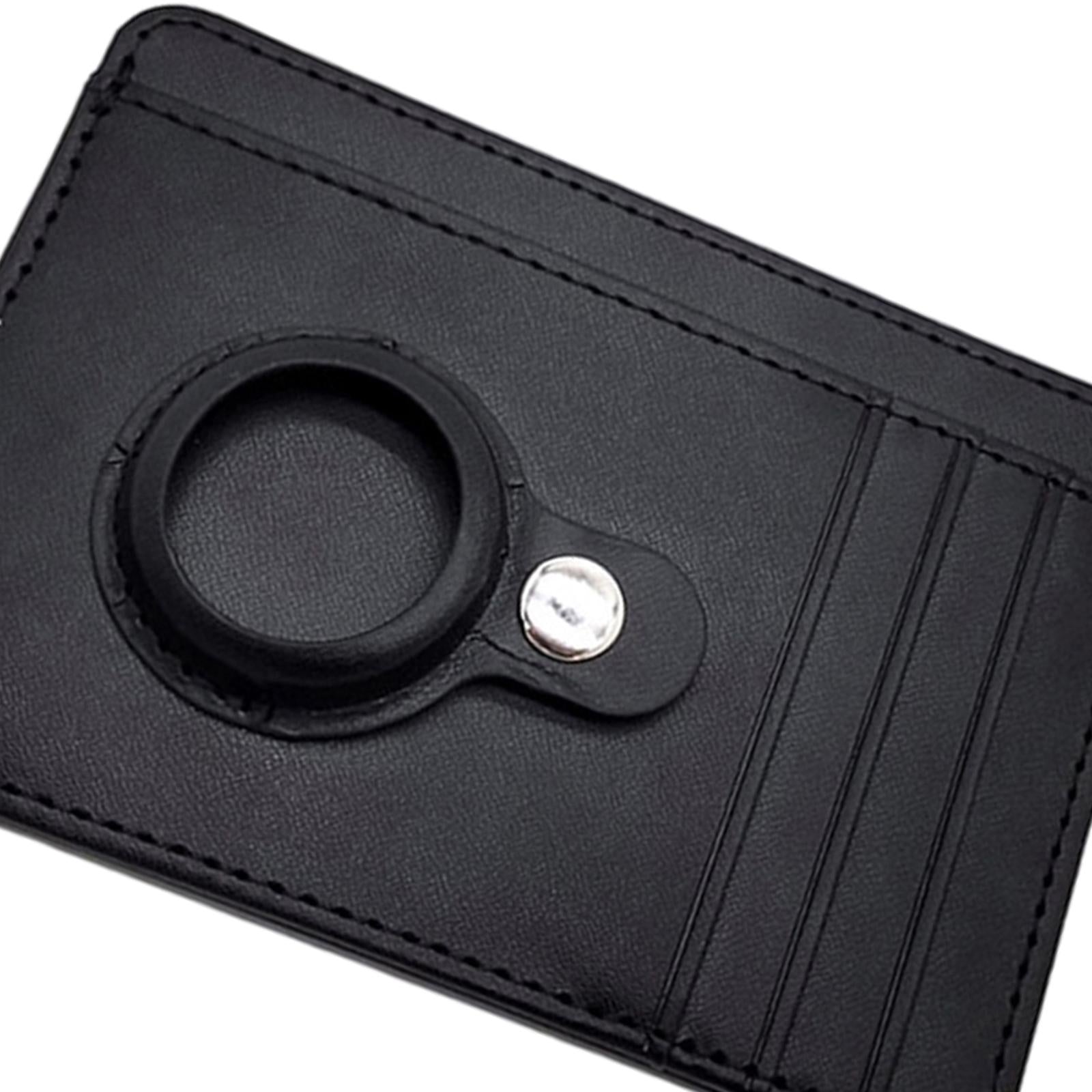 Leather Multifunctional Wallet Anti-Lost Cash Card Pocket Black Plain