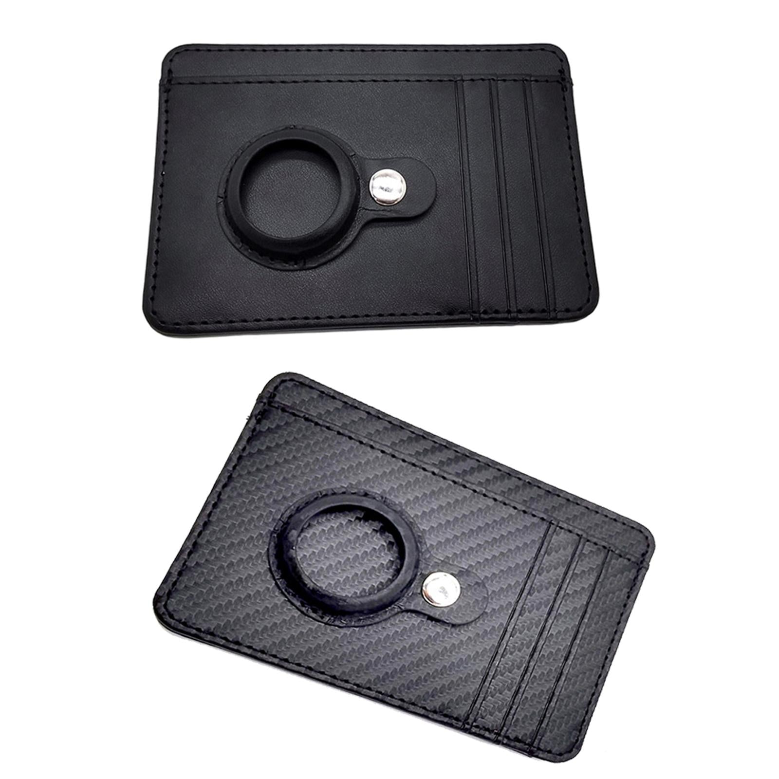 Leather Multifunctional Wallet Anti-Lost Cash Card Pocket Black Plain