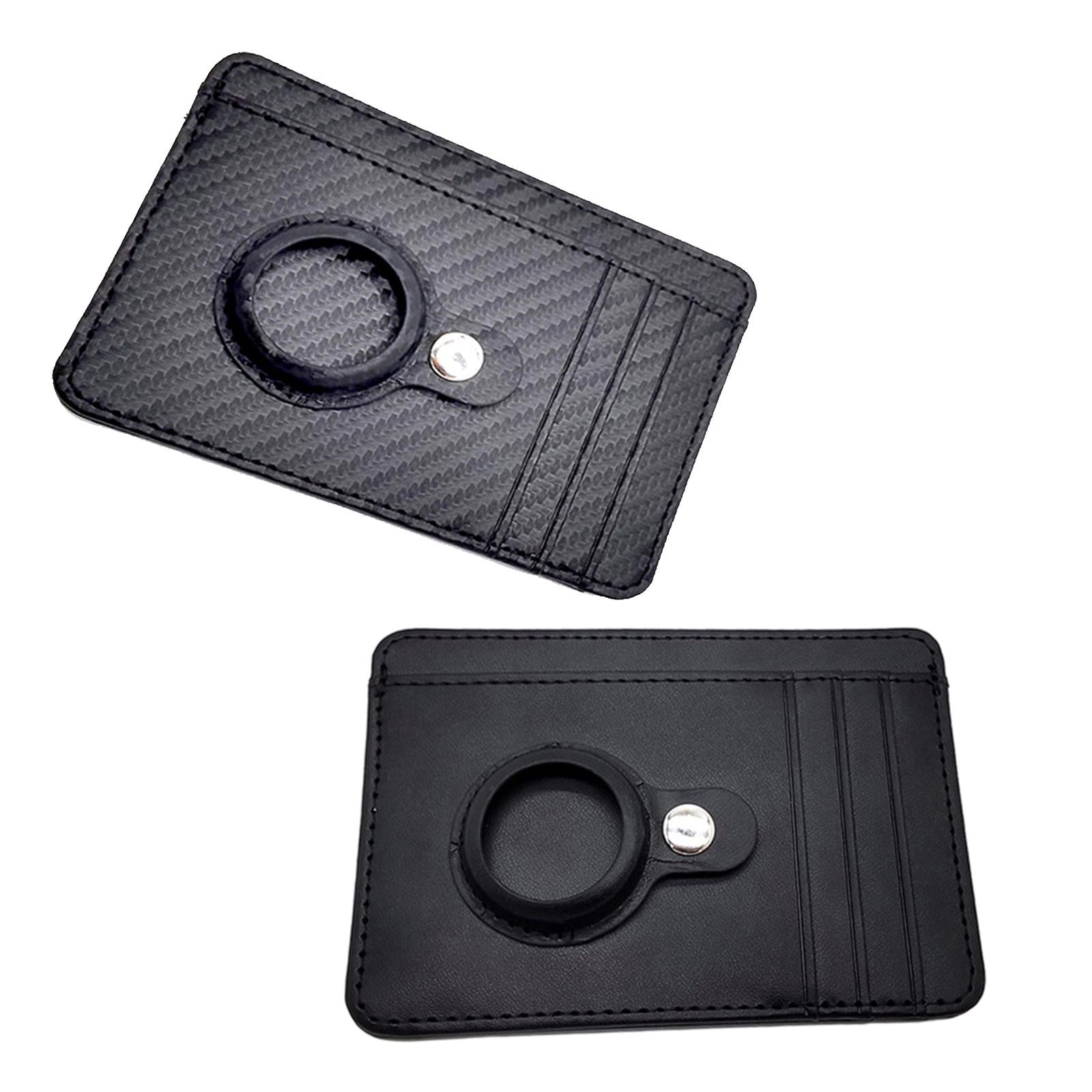 Leather Multifunctional Wallet Anti-Lost Cash Card Pocket Black Plain