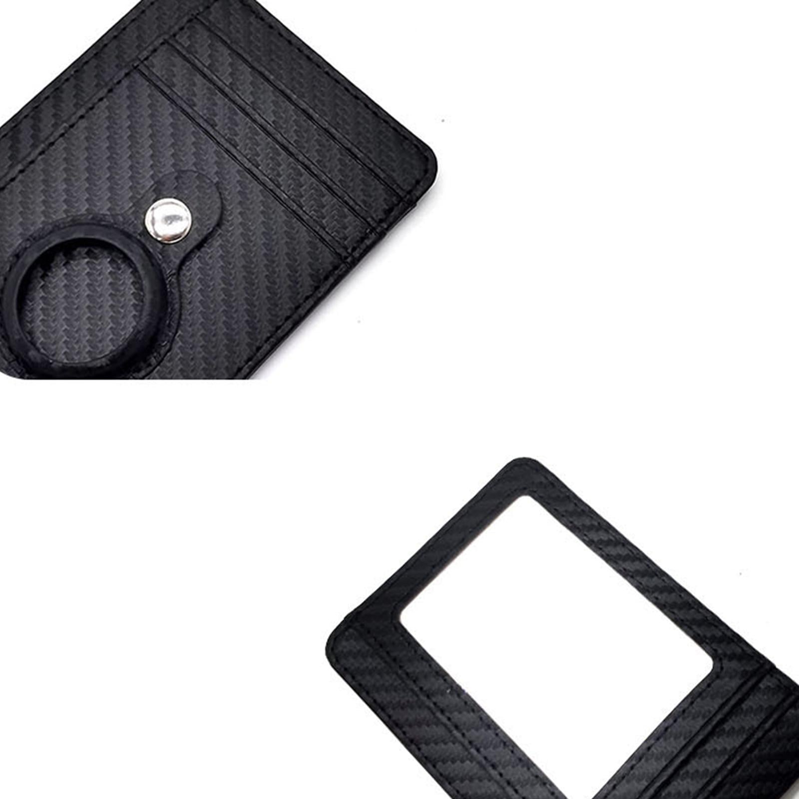 Leather Multifunctional Wallet Anti-Lost Cash Card Pocket Black Carbon Fiber