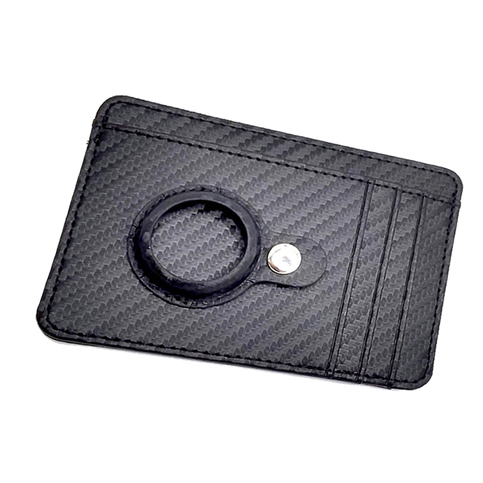 Leather Multifunctional Wallet Anti-Lost Cash Card Pocket Black Carbon Fiber