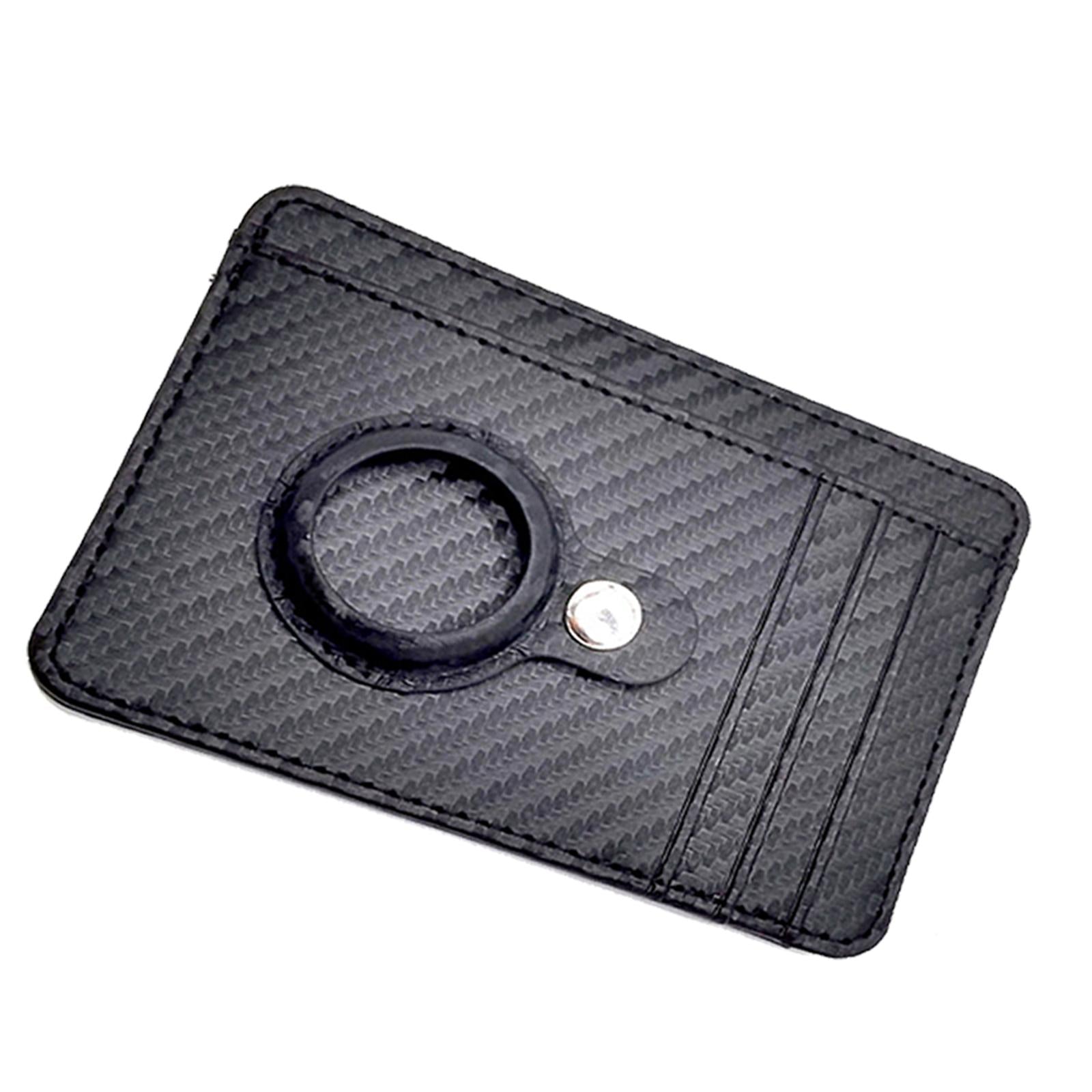 Leather Multifunctional Wallet Anti-Lost Cash Card Pocket Black Carbon Fiber